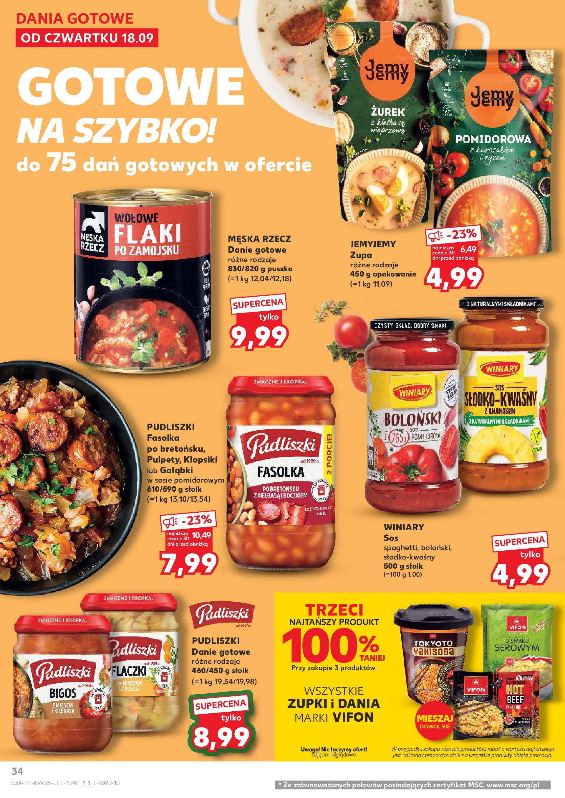 Kaufland - Kaufland Food ważny do 24.09 (17.09.2025) - od jutra | Strona: 34 | Produkty: Kiełbasa, Vifon, Flaki, Zupa Kaufland - Kaufland Food ważny do 24.09 od 17.09.2025 - od jutra PDF | Strona: 34 | Produkty: Kiełbasa, Vifon, Flaki, Zupa