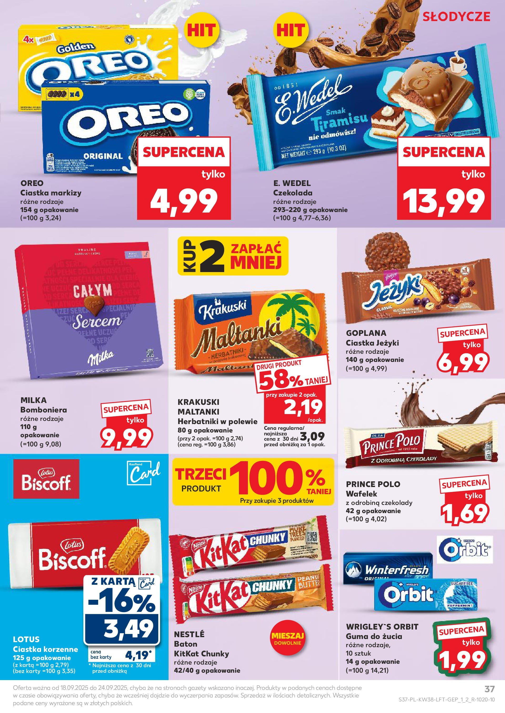 Kaufland - Kaufland Food ważny do 24.09 (17.09.2025) - od jutra | Strona: 37 | Produkty: Słodycze, Tiramisu, Milka, Herbatniki Kaufland - Kaufland Food ważny do 24.09 od 17.09.2025 - od jutra PDF | Strona: 37 | Produkty: Słodycze, Tiramisu, Milka, Herbatniki