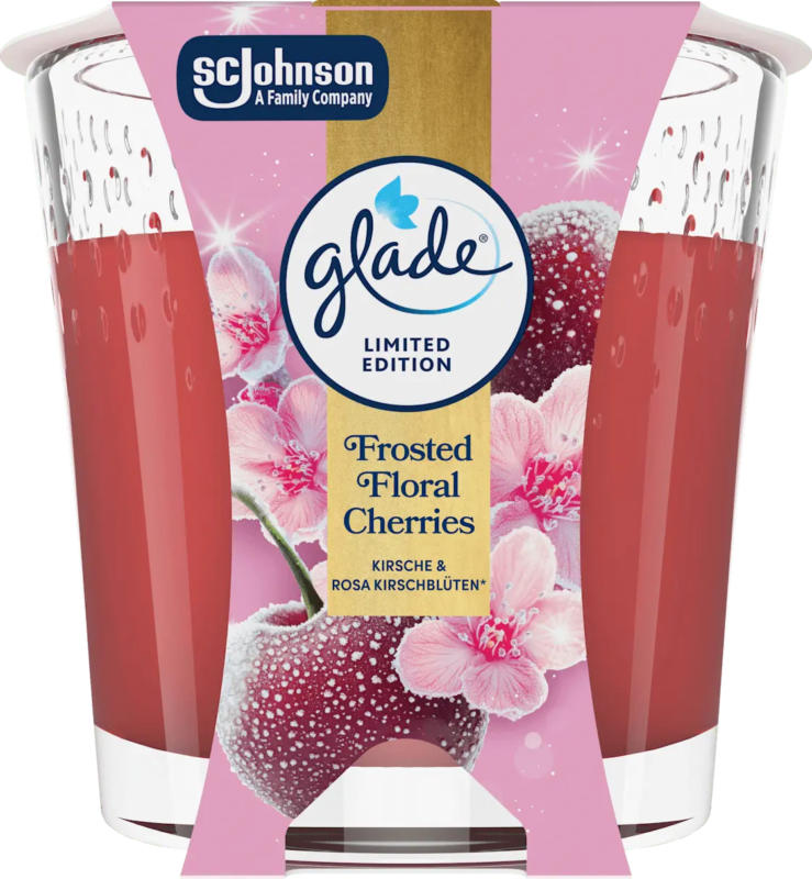 glade Duftkerze im Glas Frosted Floral Cherries 112g