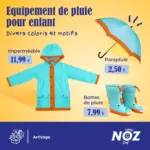 Noz Parapluie 2.50€, Bottes 7.99€ - au 30.09.2025