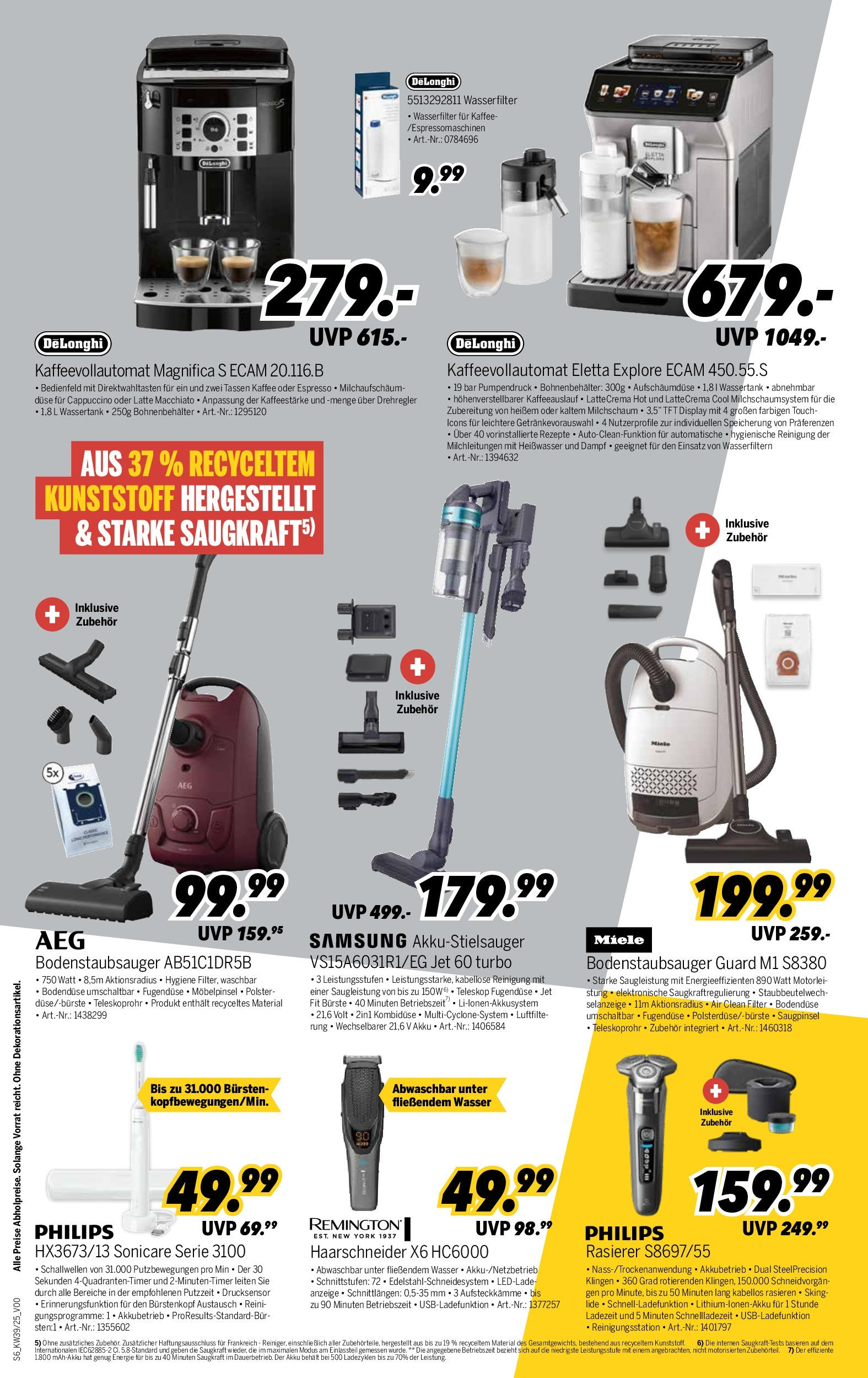 Medimax - MEDIMAX: Aktuelle Angebote (ab 18.09.2025) zum Blättern | Seite: 6 | Produkte: Rasierer, Kaffee, Bürste, Wasser