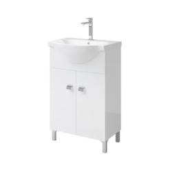 Masca baie + lavoar Savini Due Pratiko, cu usi, alb, 56.5 x 88.5 x 42.5 cm