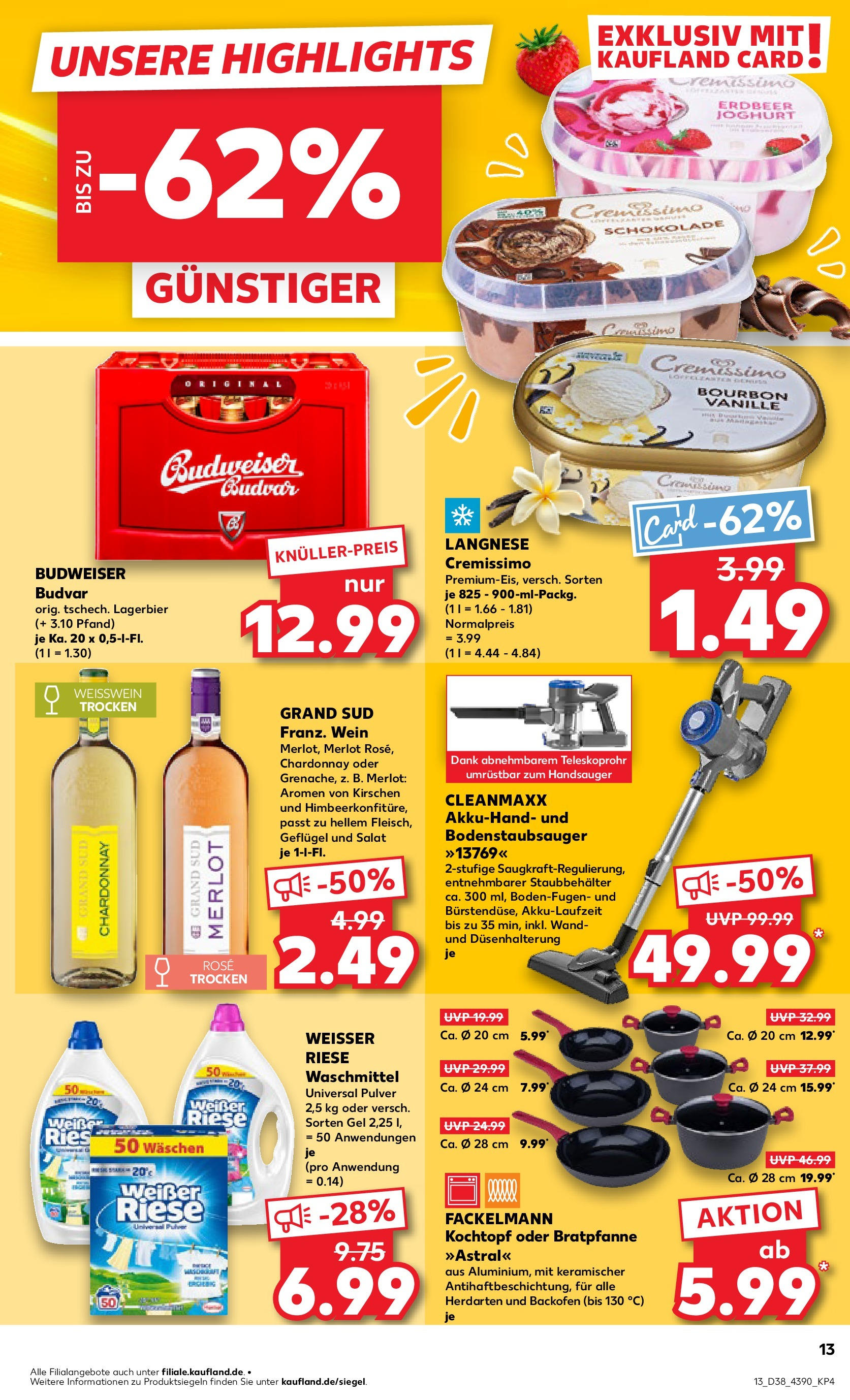 Prospekt Kaufland ab 17.09.2025 » Angebote Online zum Blättern | Seite: 13 | Produkte: Langnese, Weißwein trocken, Merlot, Salat