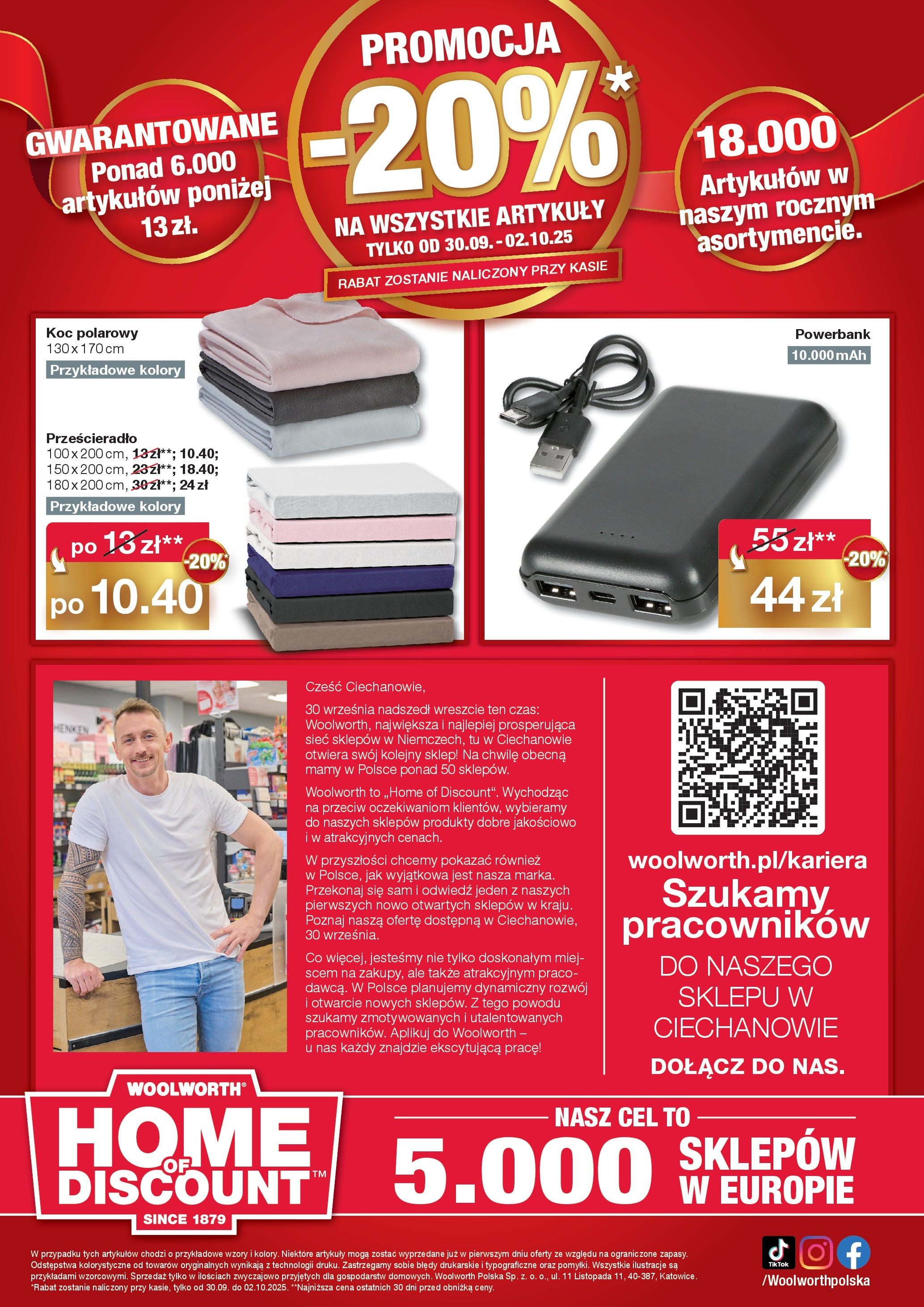 Woolworth Gazetka - Już w Ciechanowie od (30.09.2025 - 02.10.2025) | Strona: 12 | Produkty: Powerbank, Koc