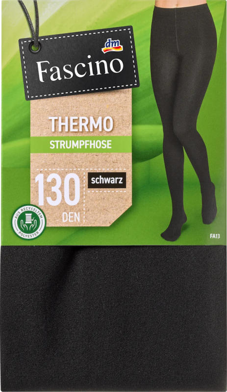 Fascino Strumpfhose Thermo mit recyceltem Polyester schwarz Gr. 38/40, 130 DEN