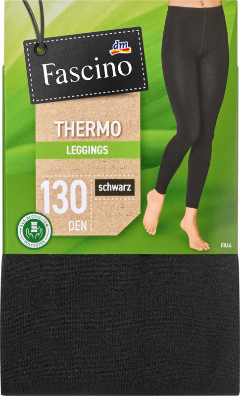 Fascino Leggings Thermo mit recyceltem Polyester schwarz Gr. 50/52, 130 DEN