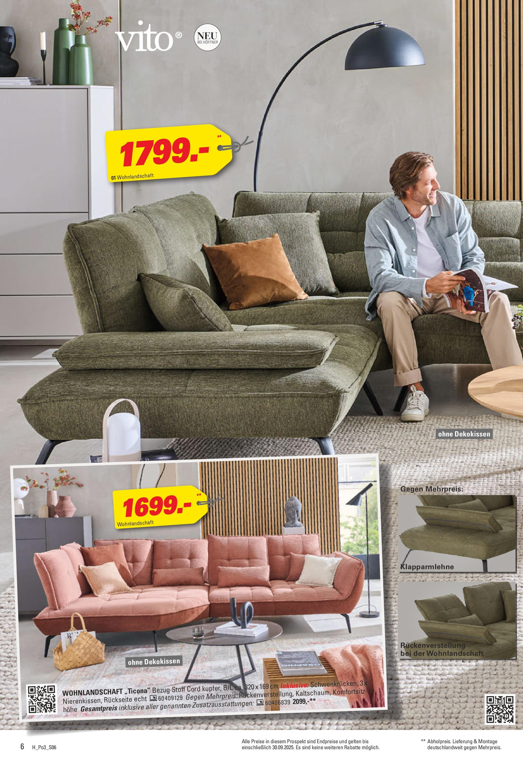 Höffner - Höffner: Möbelangebote (ab 16.09.2025) zum Blättern | Seite: 6 | Produkte: Wohnlandschaft