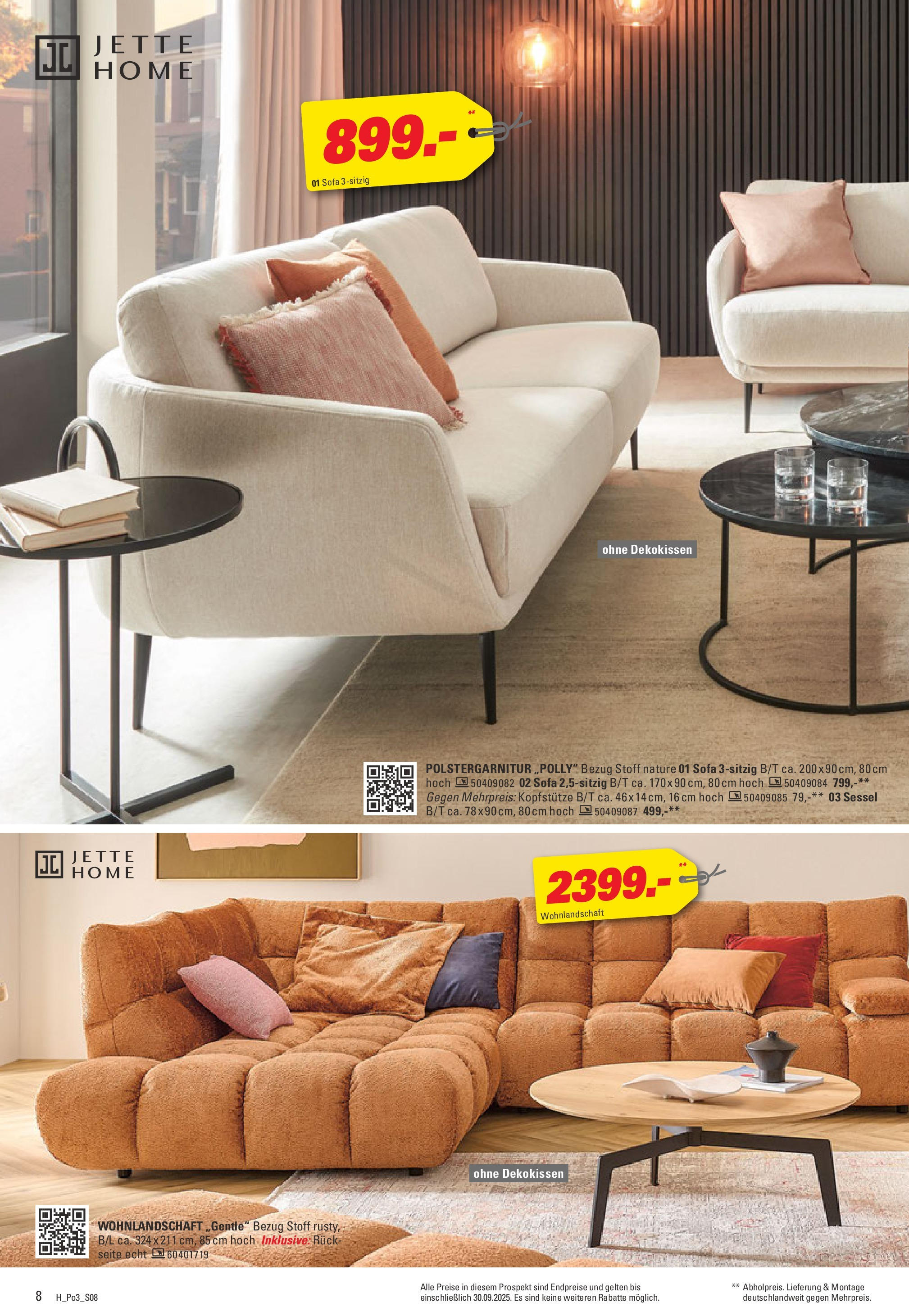 Höffner - Höffner: Möbelangebote (ab 16.09.2025) zum Blättern | Seite: 8 | Produkte: Wohnlandschaft, Sofa, Sessel