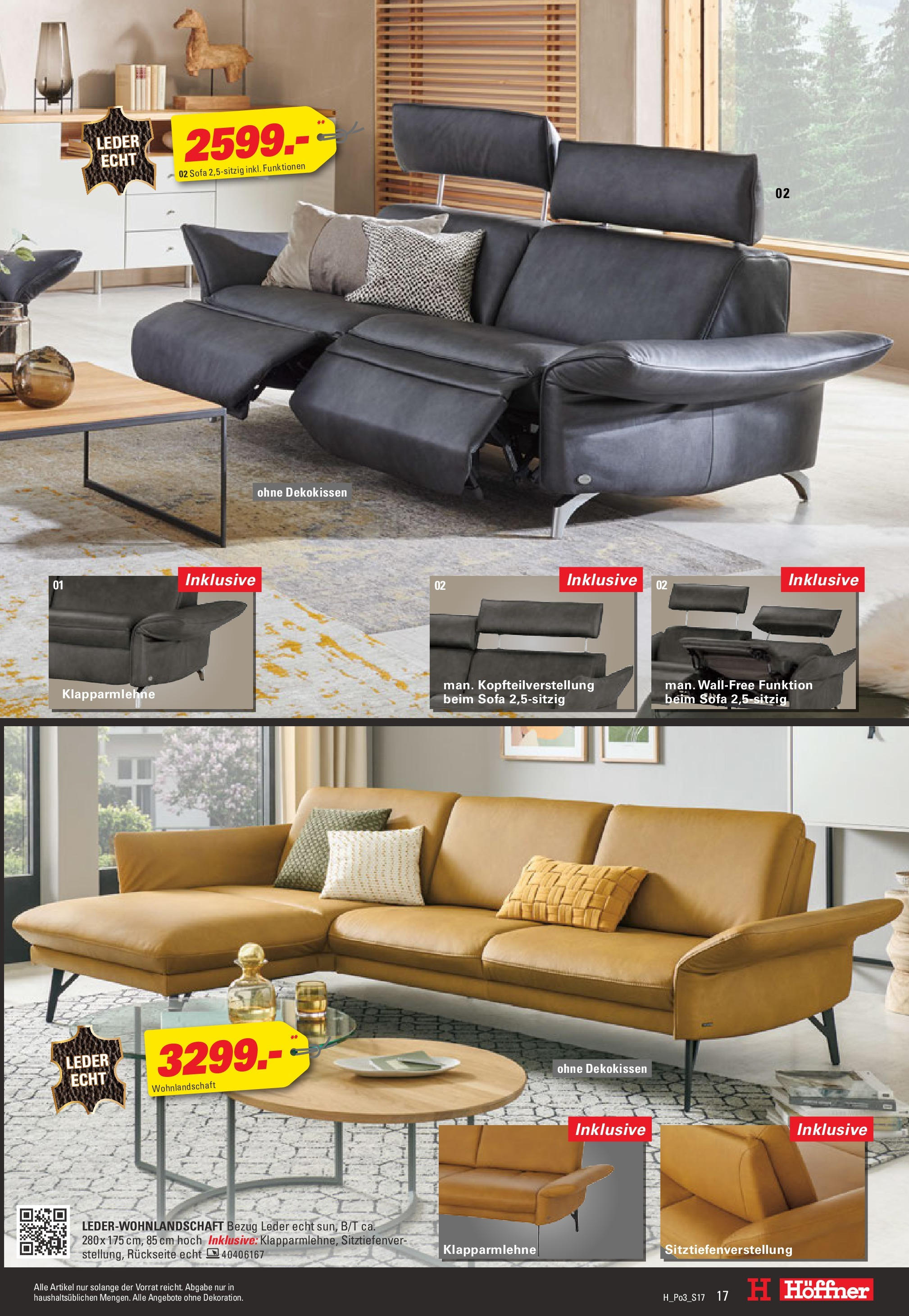 Höffner - Höffner: Möbelangebote (ab 16.09.2025) zum Blättern | Seite: 17 | Produkte: Wohnlandschaft, Sofa