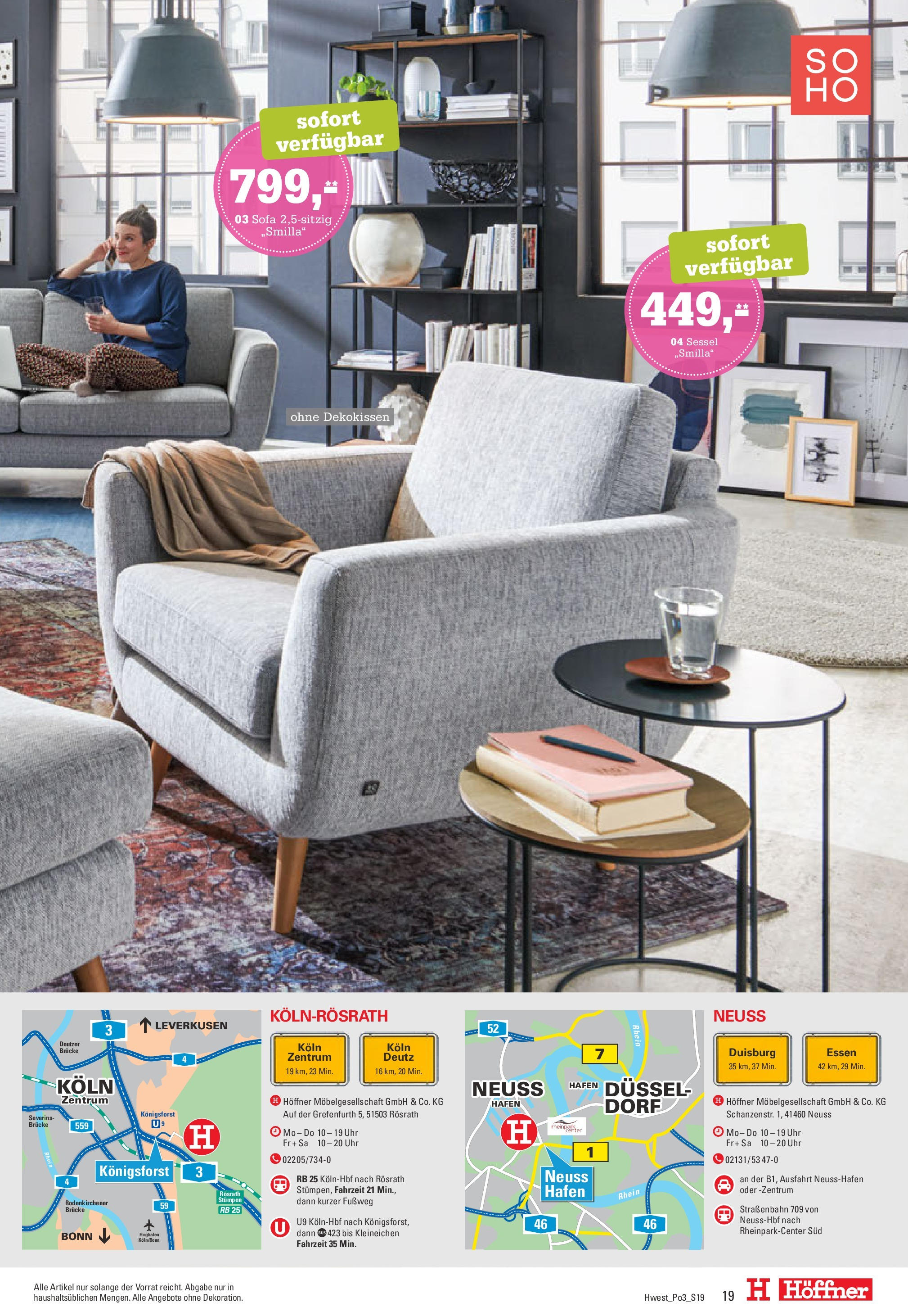 Höffner - Höffner: Möbelangebote (ab 16.09.2025) zum Blättern | Seite: 19 | Produkte: Sofa, Sessel, Uhr