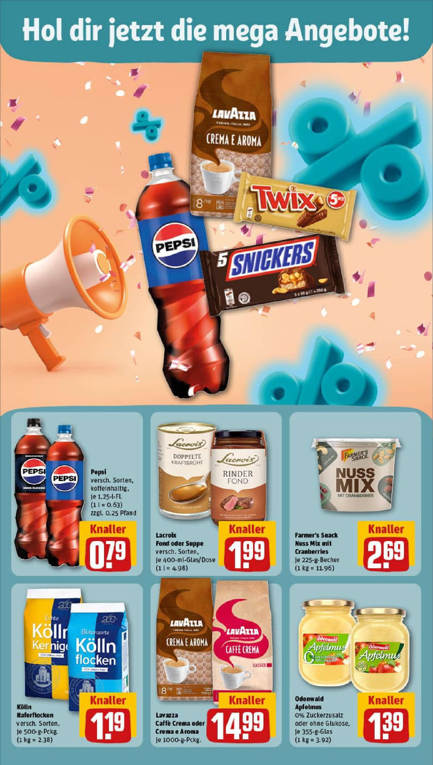 REWE Prospekt ab 21.09.2025 zum Blättern » Angebote | Seite: 6 | Produkte: Lavazza, Kolln, Snickers, Twix REWE Prospekt ab 21.09.2025 zum Blättern » Angebote | Seite: 6 | Produkte: Lavazza, Kolln, Snickers, Twix