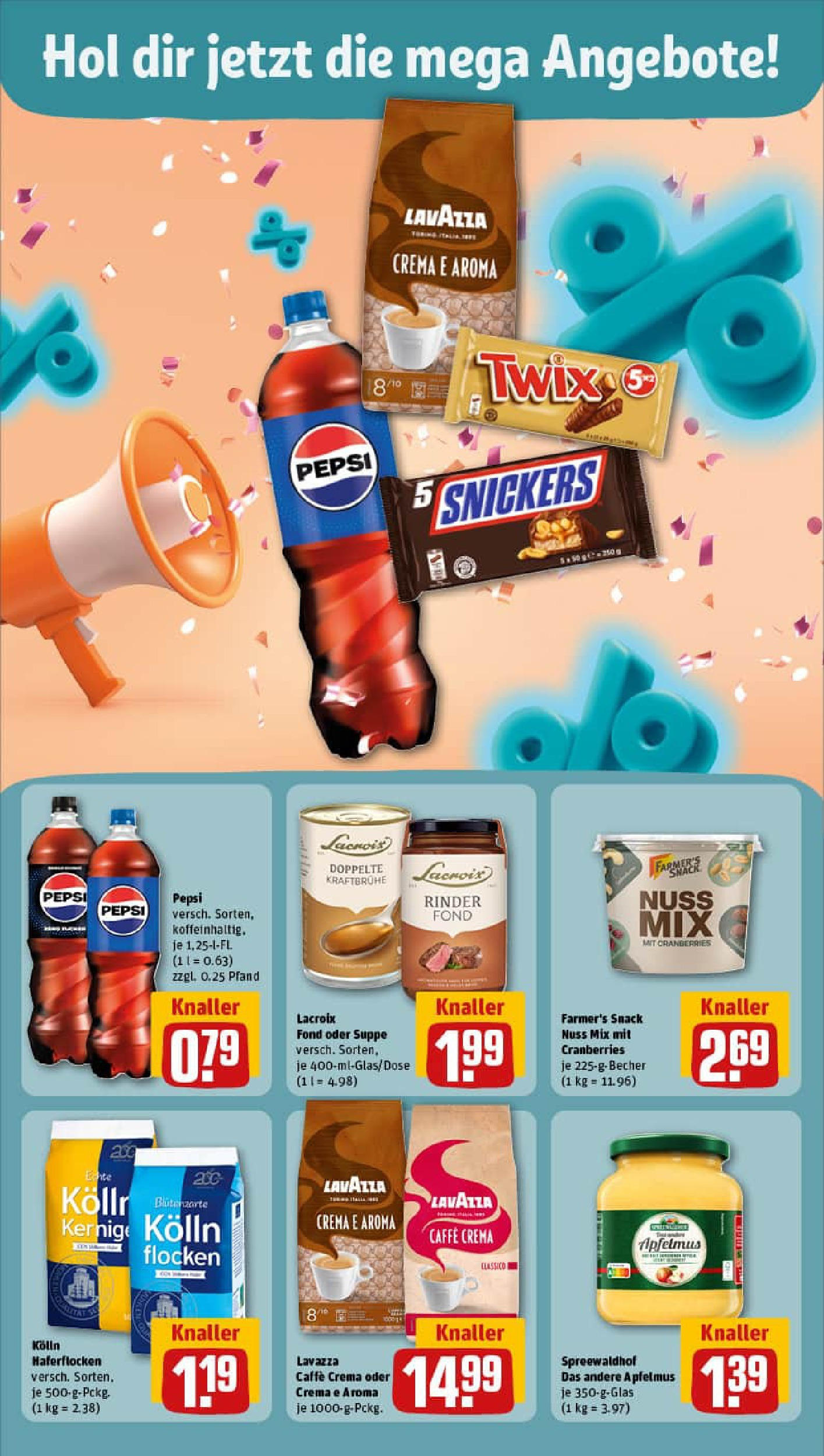 REWE Prospekt ab 21.09.2025 zum Blättern » Angebote | Seite: 6 | Produkte: Kolln haferflocken, Apple, Pepsi, Flocken REWE Prospekt ab 21.09.2025 zum Blättern » Angebote | Seite: 6 | Produkte: Kolln haferflocken, Apple, Pepsi, Flocken