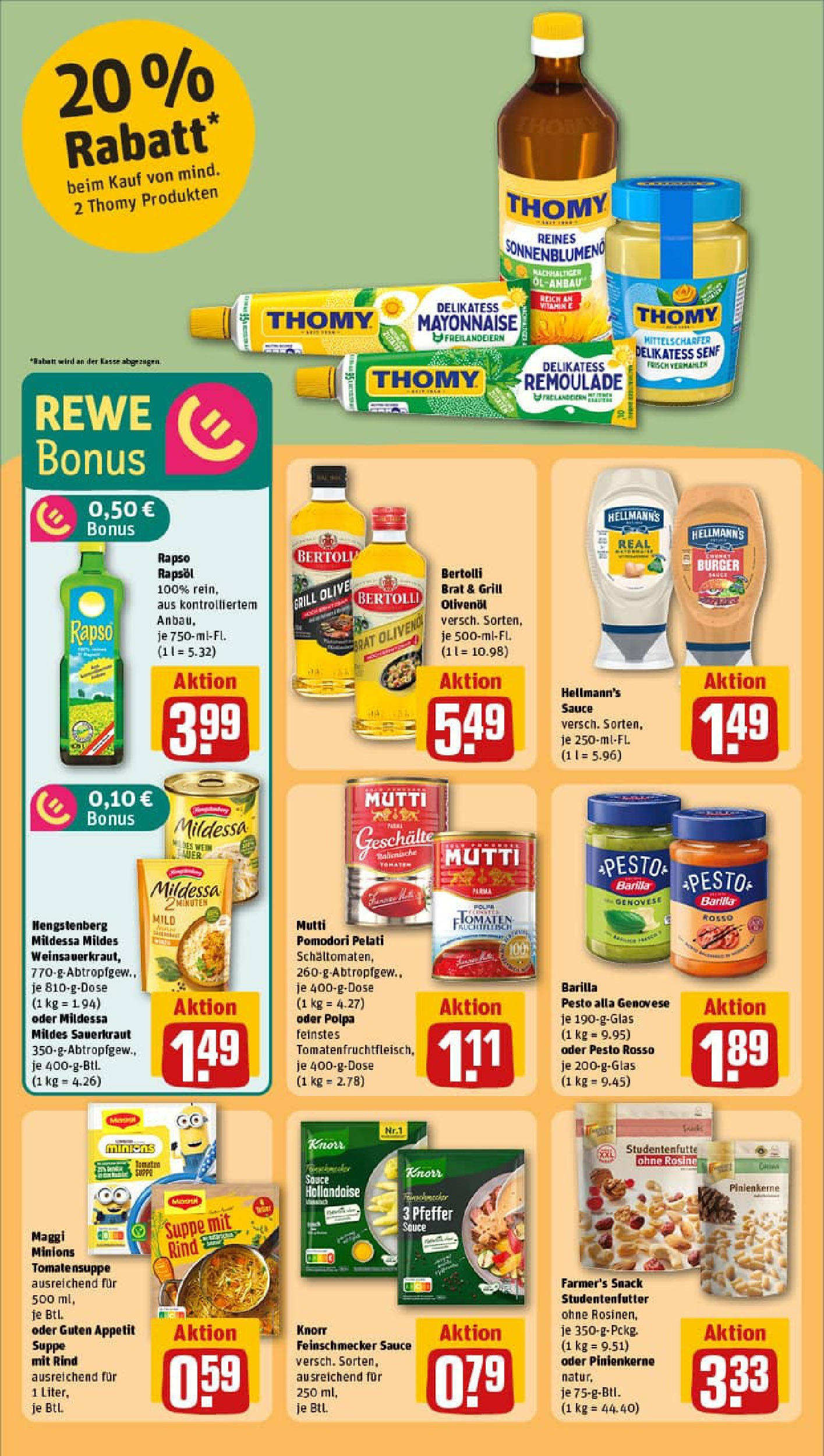REWE Prospekt ab 21.09.2025 zum Blättern » Angebote | Seite: 22 | Produkte: Barilla pesto, Olivenol, Knorr, Pfeffer REWE Prospekt ab 21.09.2025 zum Blättern » Angebote | Seite: 22 | Produkte: Barilla pesto, Olivenol, Knorr, Pfeffer