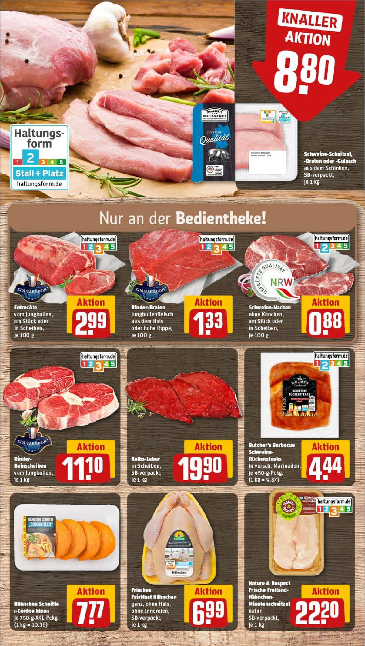 REWE Prospekt ab 21.09.2025 zum Blättern » Angebote | Seite: 12 | Produkte: Rinderbraten, Schweinenacken, Entrecote, Kalbsleber