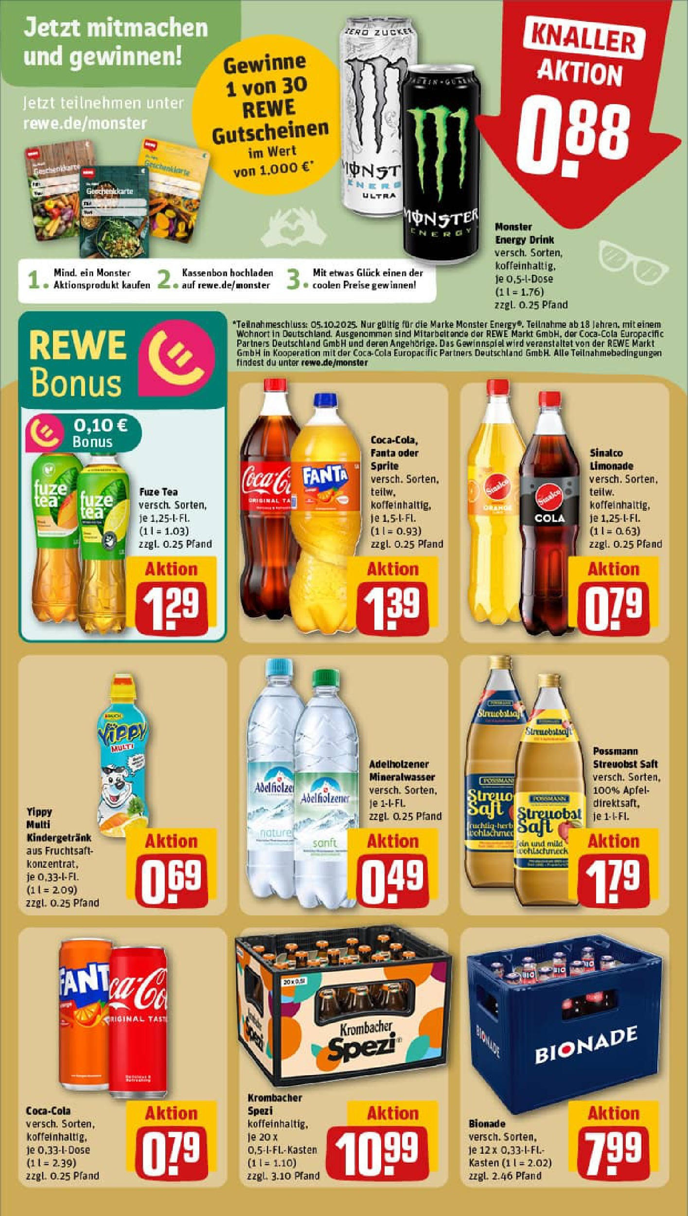REWE Prospekt ab 21.09.2025 zum Blättern » Angebote | Seite: 20 | Produkte: Energy, Bionade, Mineralwasser, Monster