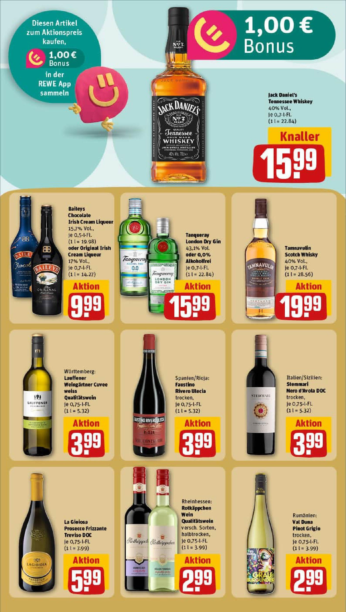 REWE Prospekt ab 21.09.2025 zum Blättern » Angebote | Seite: 17 | Produkte: Jack Daniel's, Prosecco, Baileys, Whiskey REWE Prospekt ab 21.09.2025 zum Blättern » Angebote | Seite: 17 | Produkte: Jack Daniel's, Prosecco, Baileys, Whiskey