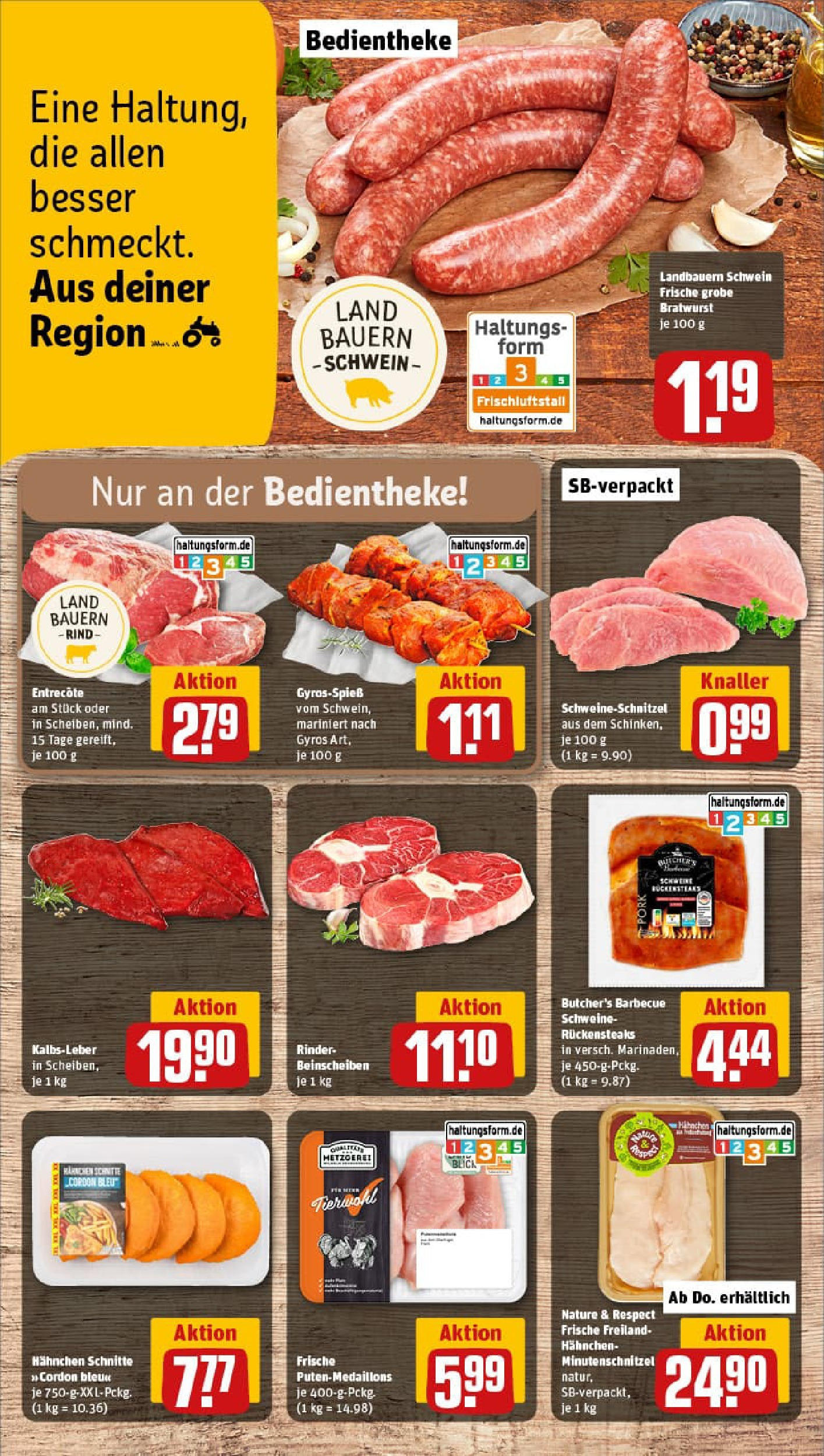 REWE Prospekt ab 21.09.2025 zum Blättern » Angebote | Seite: 12 | Produkte: Bratwurst, Entrecote, Kalbsleber, Gyros REWE Prospekt ab 21.09.2025 zum Blättern » Angebote | Seite: 12 | Produkte: Bratwurst, Entrecote, Kalbsleber, Gyros