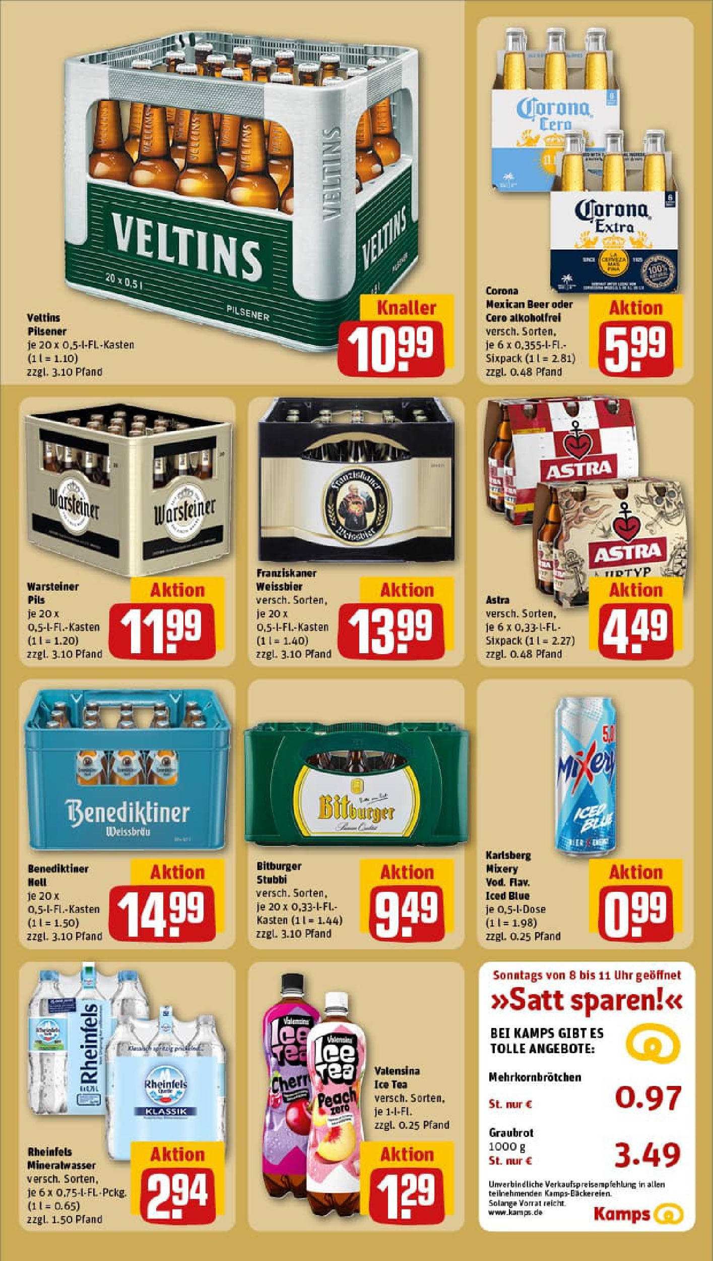 REWE Prospekt ab 21.09.2025 zum Blättern » Angebote | Seite: 21 | Produkte: Pils, Warsteiner, Uhr, Veltins