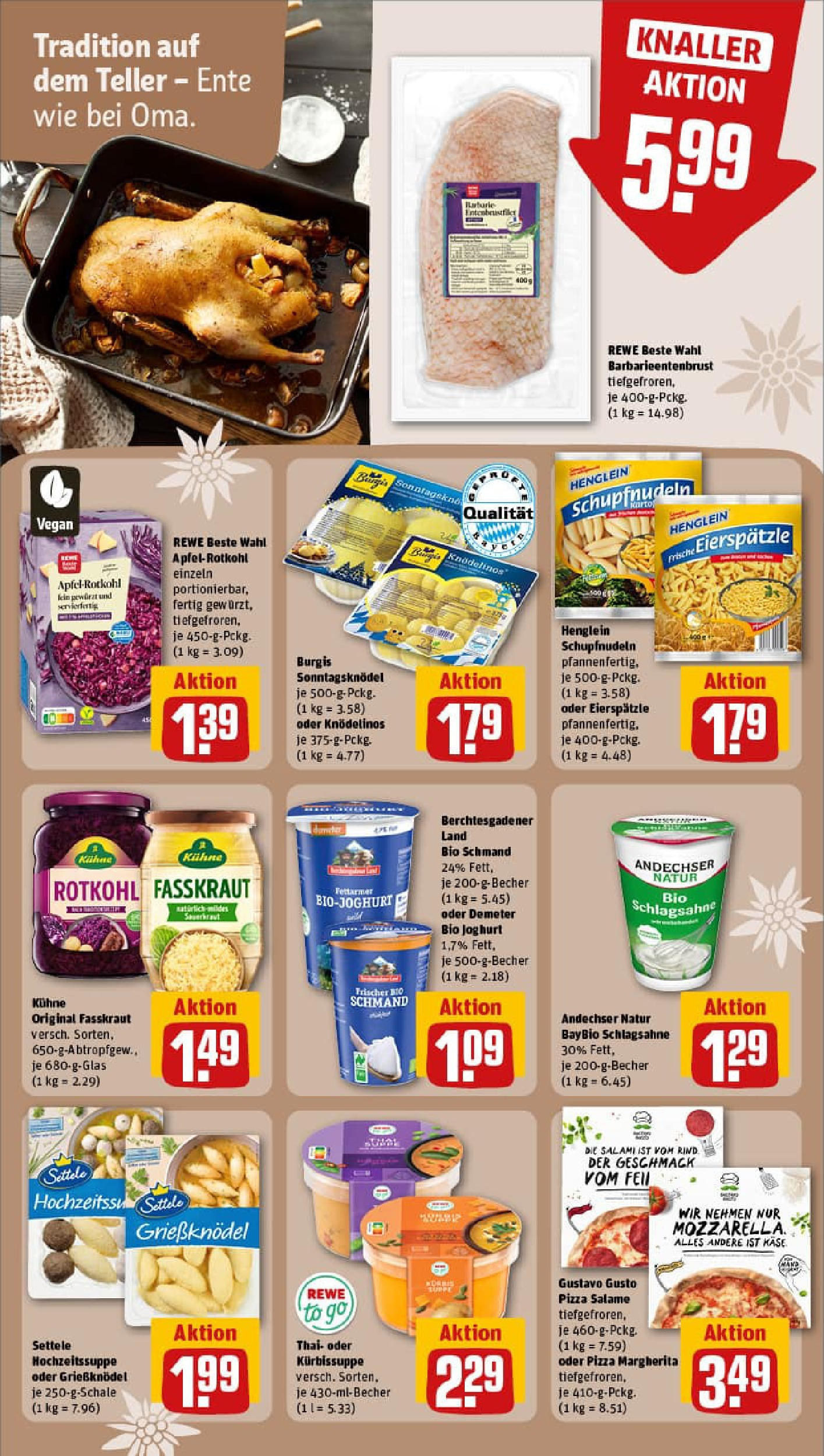 REWE Prospekt ab 21.09.2025 zum Blättern » Angebote | Seite: 22 | Produkte: Schlagsahne, Rotkohl, Joghurt, Pizza