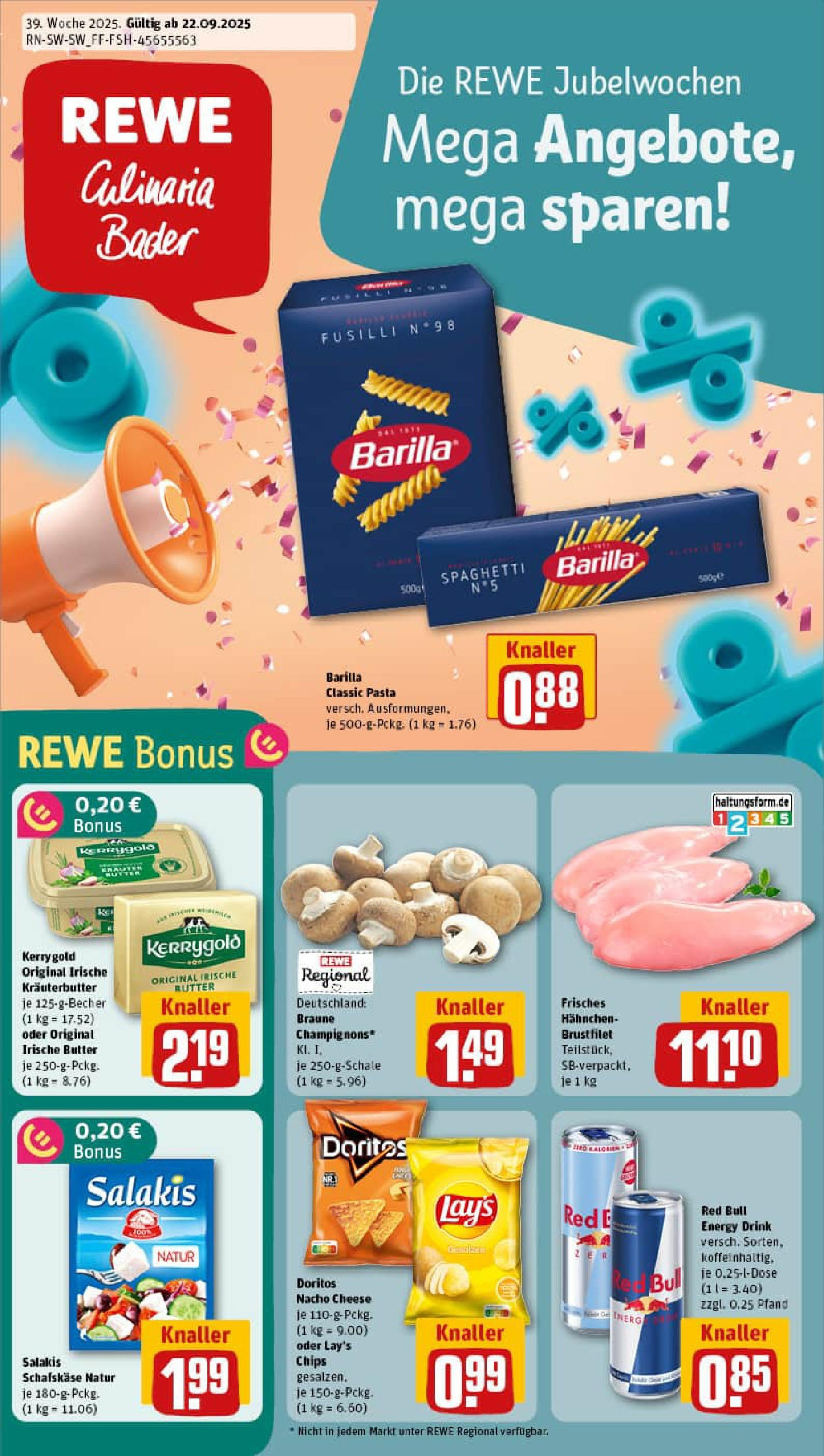 REWE Prospekt ab 21.09.2025 zum Blättern » Angebote | Seite: 1 | Produkte: Red bull, Energy, Champignons, Schafskase REWE Prospekt ab 21.09.2025 zum Blättern » Angebote | Seite: 1 | Produkte: Red bull, Energy, Champignons, Schafskase