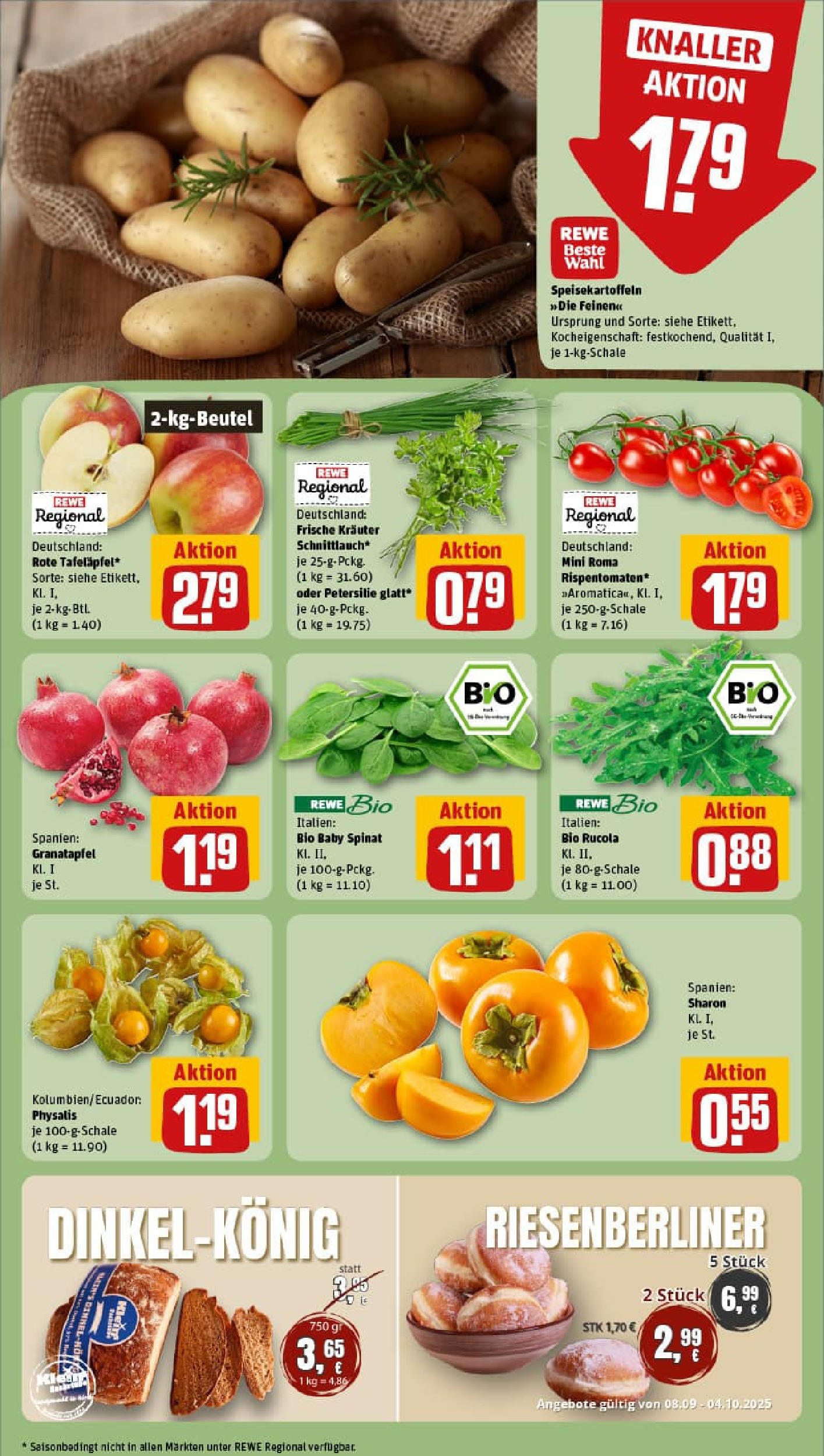 REWE Prospekt ab 21.09.2025 zum Blättern » Angebote | Seite: 11 | Produkte: Granatapfel, Rucola, Donuts, Petersilie