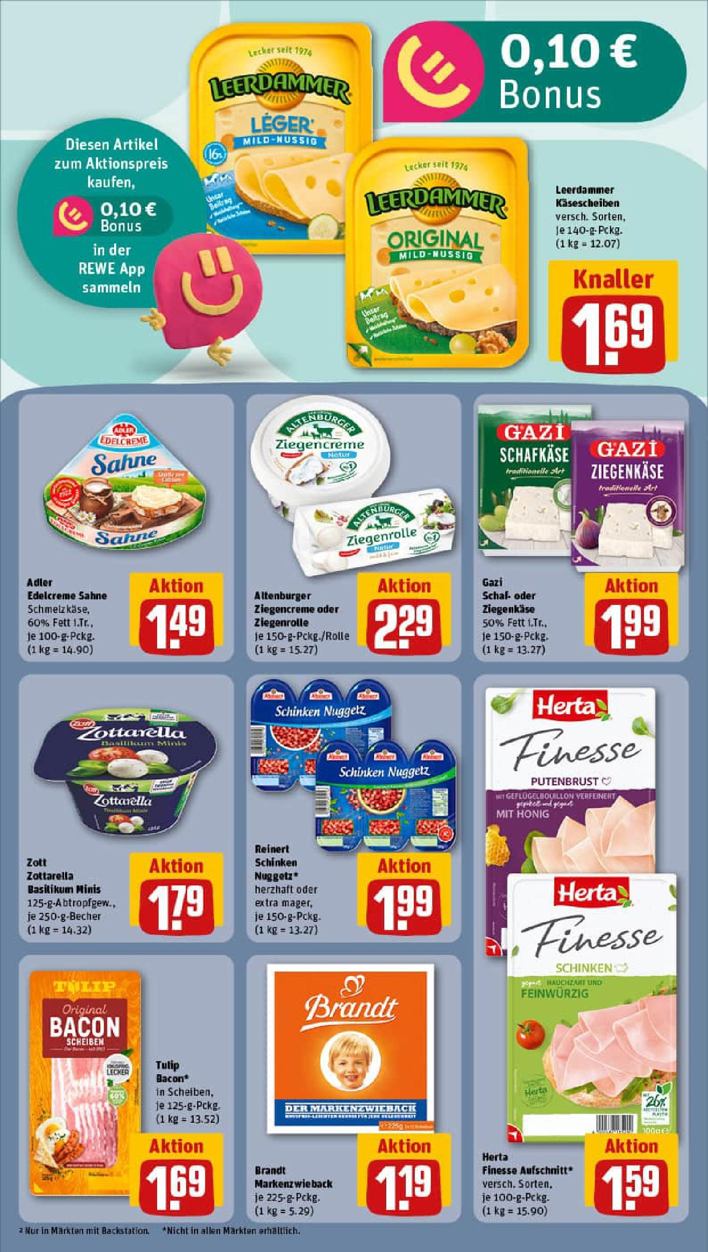 REWE Prospekt ab 21.09.2025 zum Blättern » Angebote | Seite: 10 | Produkte: Leerdammer, Schal, Sahne, Herta finesse