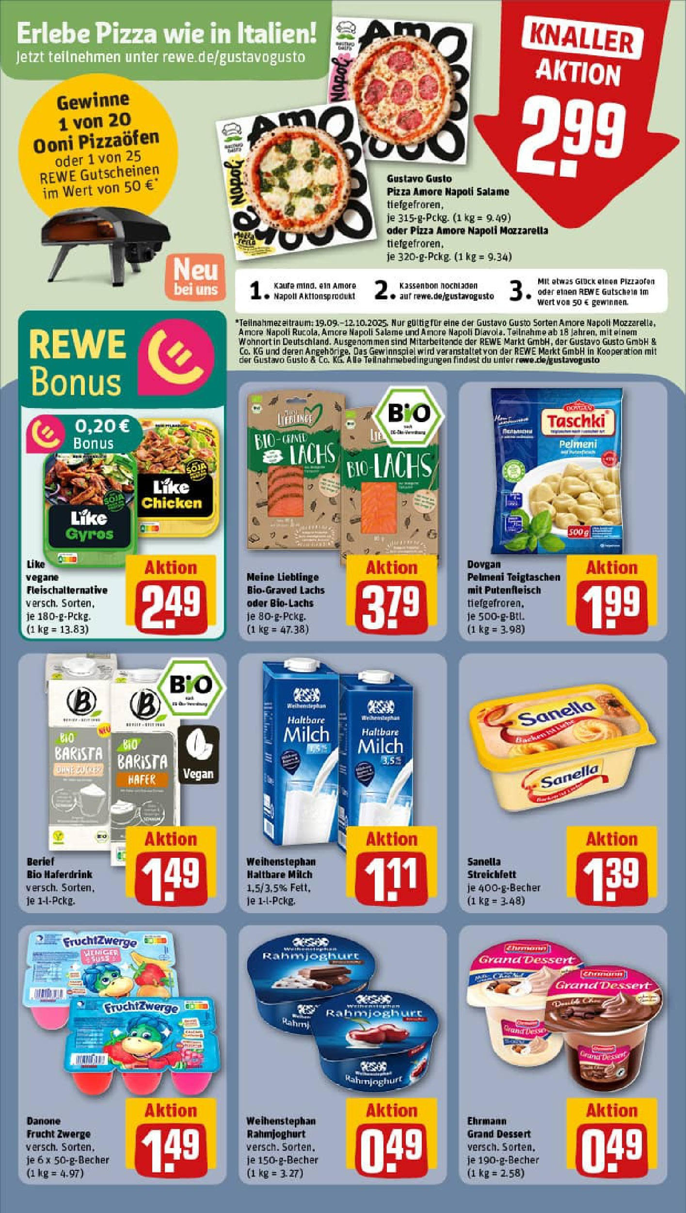 REWE Prospekt ab 21.09.2025 zum Blättern » Angebote | Seite: 9 | Produkte: Gustavo gusto, Margarine, Ehrmann grand dessert, Gyros REWE Prospekt ab 21.09.2025 zum Blättern » Angebote | Seite: 9 | Produkte: Gustavo gusto, Margarine, Ehrmann grand dessert, Gyros