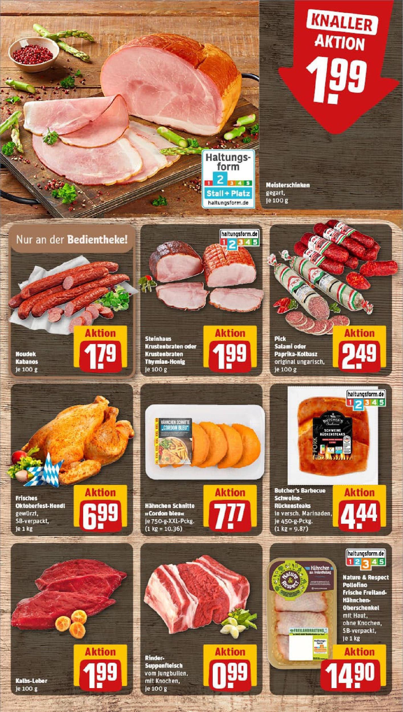 REWE Prospekt ab 21.09.2025 zum Blättern » Angebote | Seite: 12 | Produkte: Hahnchen, Krustenbraten, Suppenfleisch, Salami REWE Prospekt ab 21.09.2025 zum Blättern » Angebote | Seite: 12 | Produkte: Hahnchen, Krustenbraten, Suppenfleisch, Salami