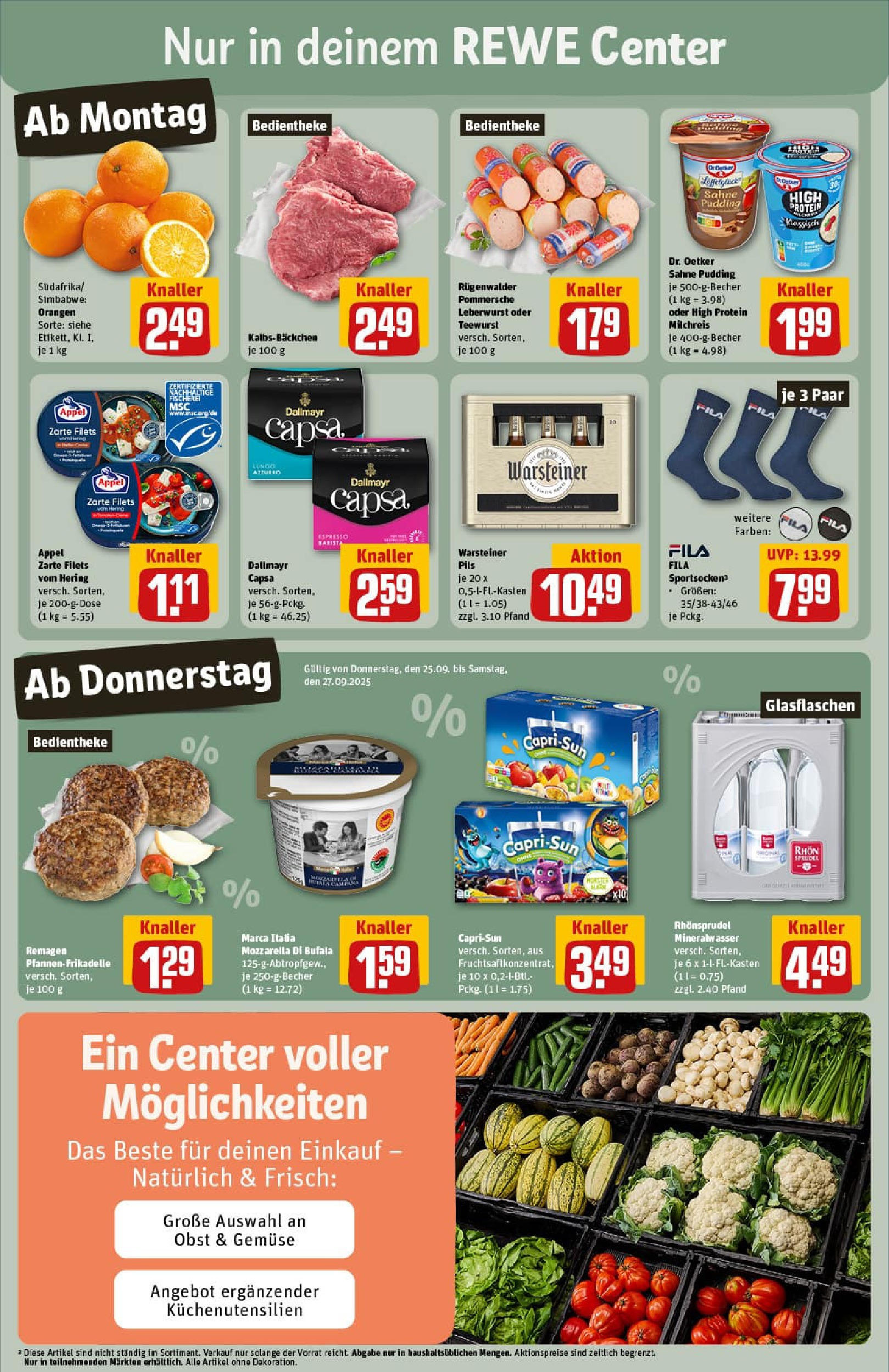 REWE Prospekt ab 21.09.2025 zum Blättern » Angebote | Seite: 3 | Produkte: Orangen, Pudding, Obst, Sahne