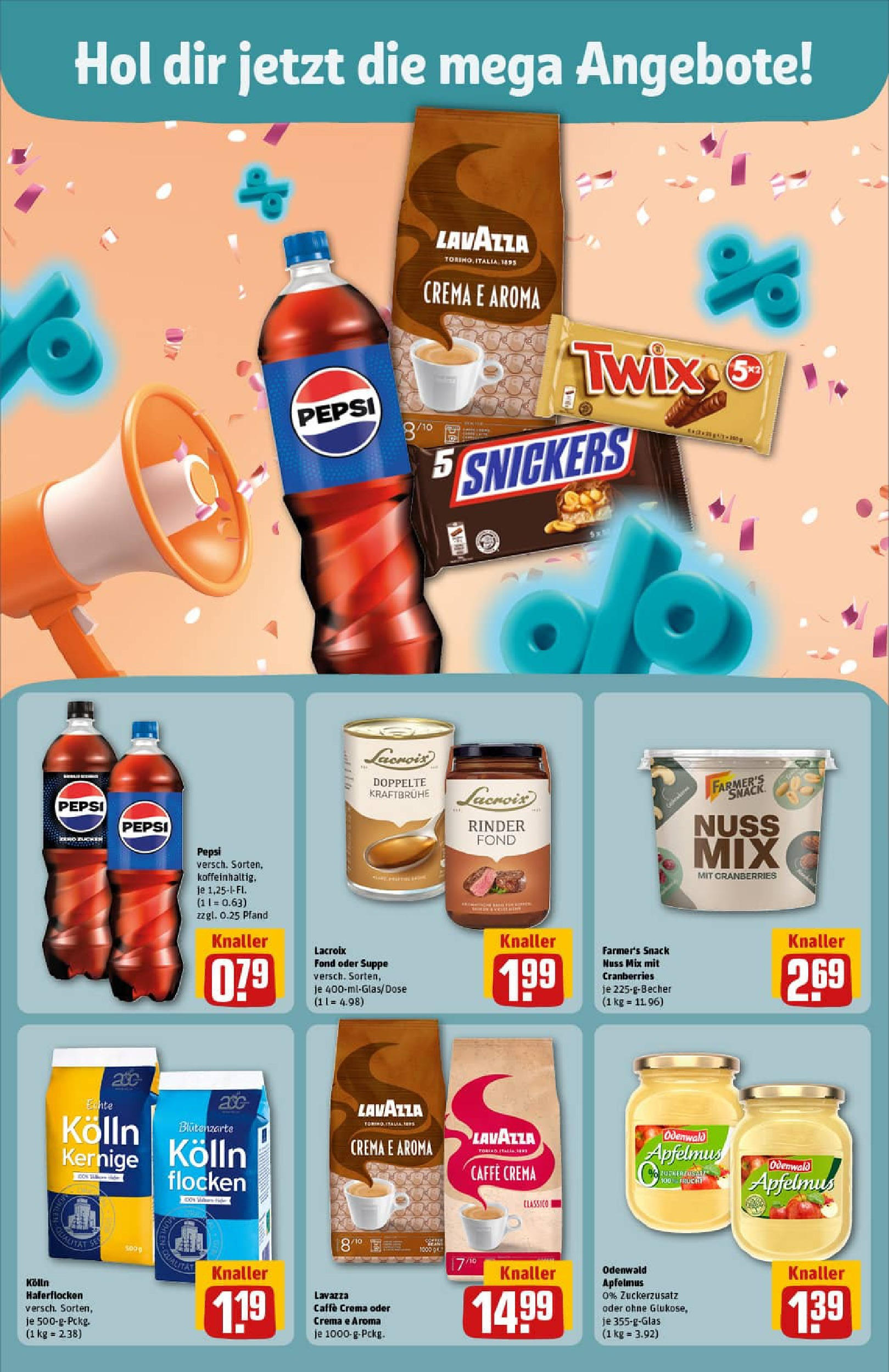 REWE Prospekt ab 21.09.2025 zum Blättern » Angebote | Seite: 8 | Produkte: Lavazza, Apple, Twix, Pepsi REWE Prospekt ab 21.09.2025 zum Blättern » Angebote | Seite: 8 | Produkte: Lavazza, Apple, Twix, Pepsi