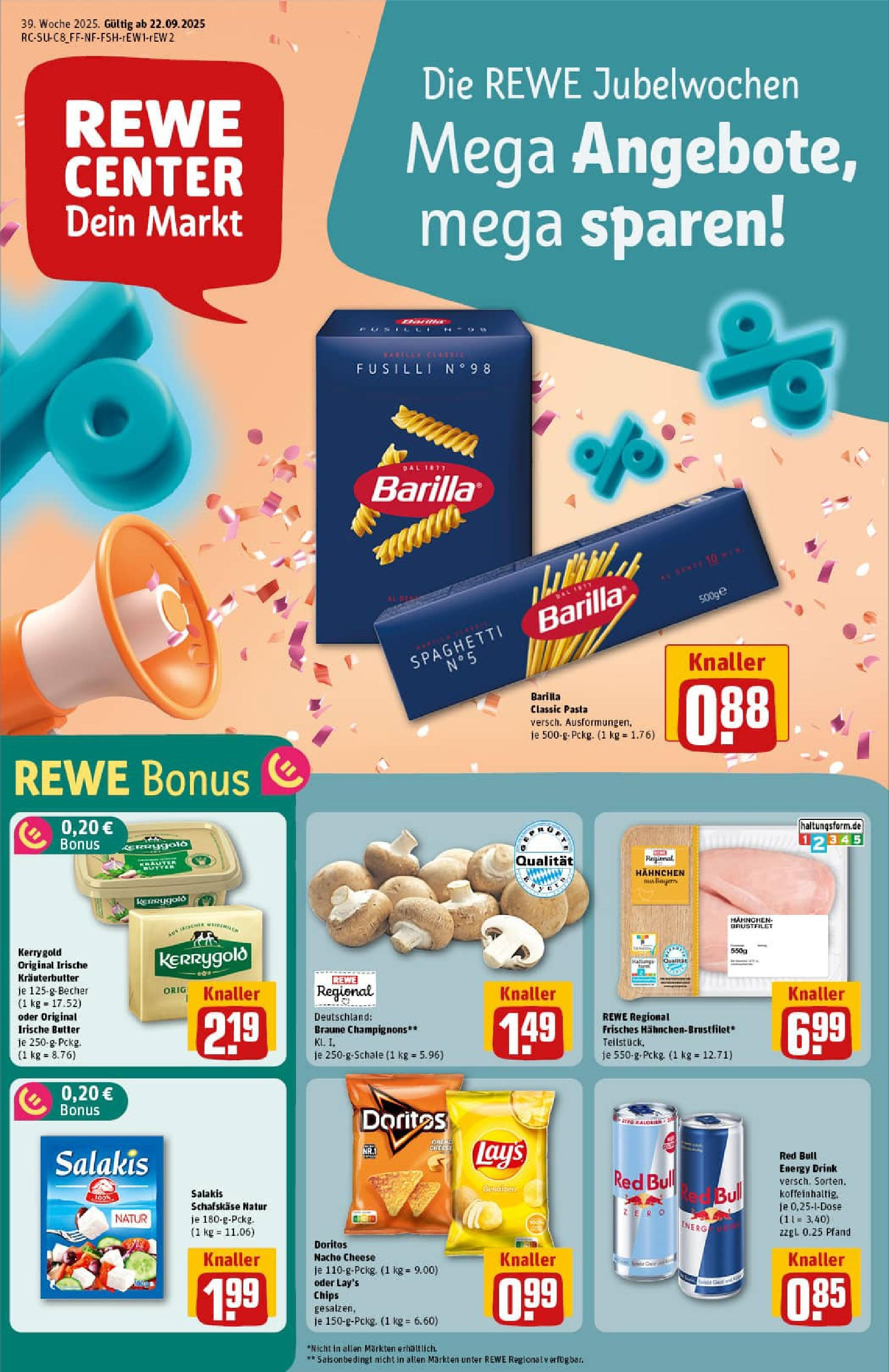 REWE Prospekt ab 21.09.2025 zum Blättern » Angebote | Seite: 3 | Produkte: Red bull, Feta, Kräuterbutter, Salakis REWE Prospekt ab 21.09.2025 zum Blättern » Angebote | Seite: 3 | Produkte: Red bull, Feta, Kräuterbutter, Salakis