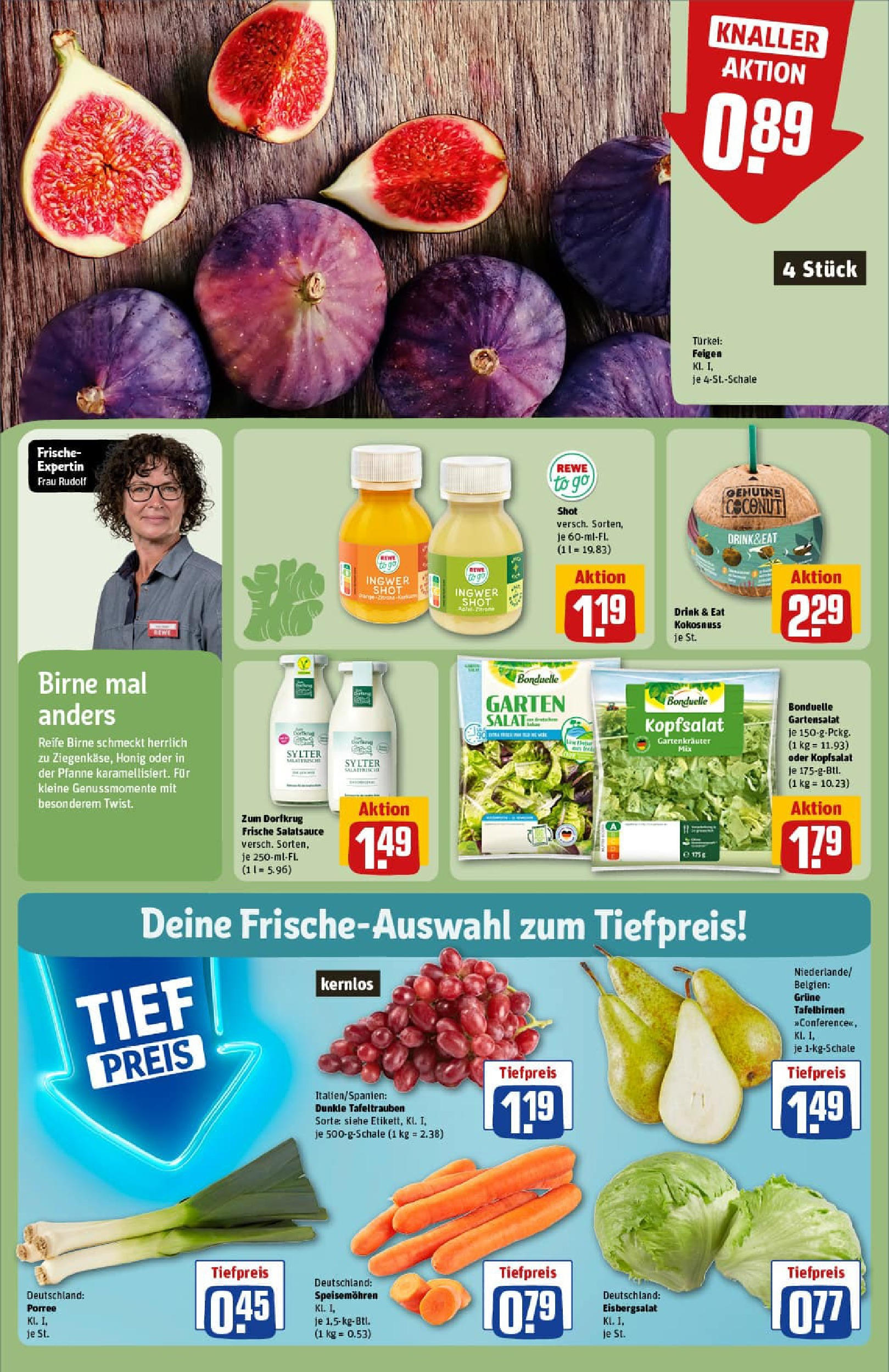 REWE Prospekt ab 21.09.2025 zum Blättern » Angebote | Seite: 10 | Produkte: Dressing, Eisbergsalat, Birne