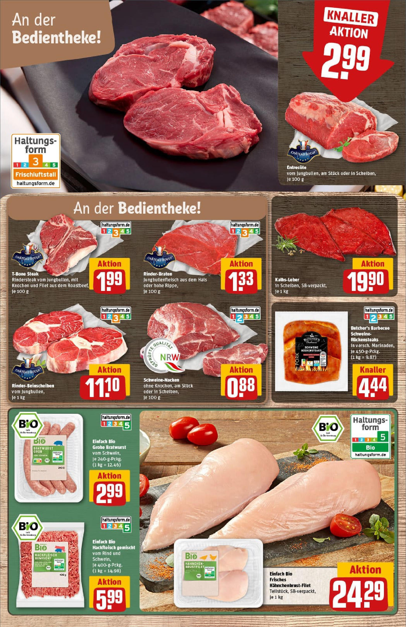 REWE Prospekt ab 21.09.2025 zum Blättern » Angebote | Seite: 13 | Produkte: Rinderbraten, Kalbsleber, Steak, Hackfleisch