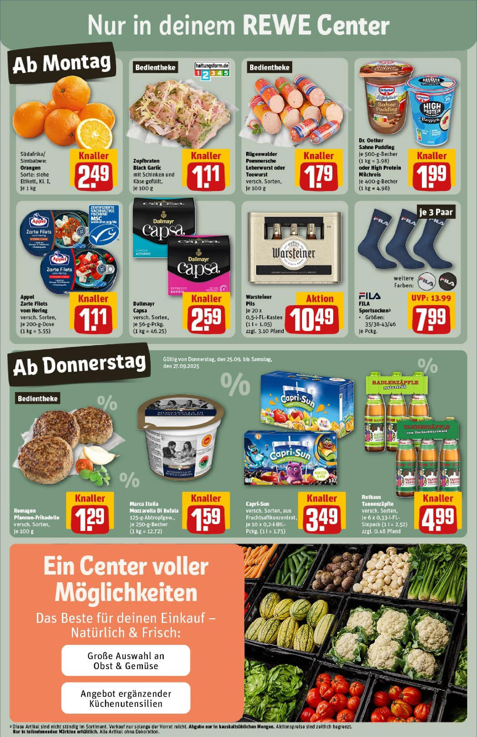 REWE Prospekt ab 21.09.2025 zum Blättern » Angebote | Seite: 3 | Produkte: Mozzarella, Dallmayr, Schinken, Sahne