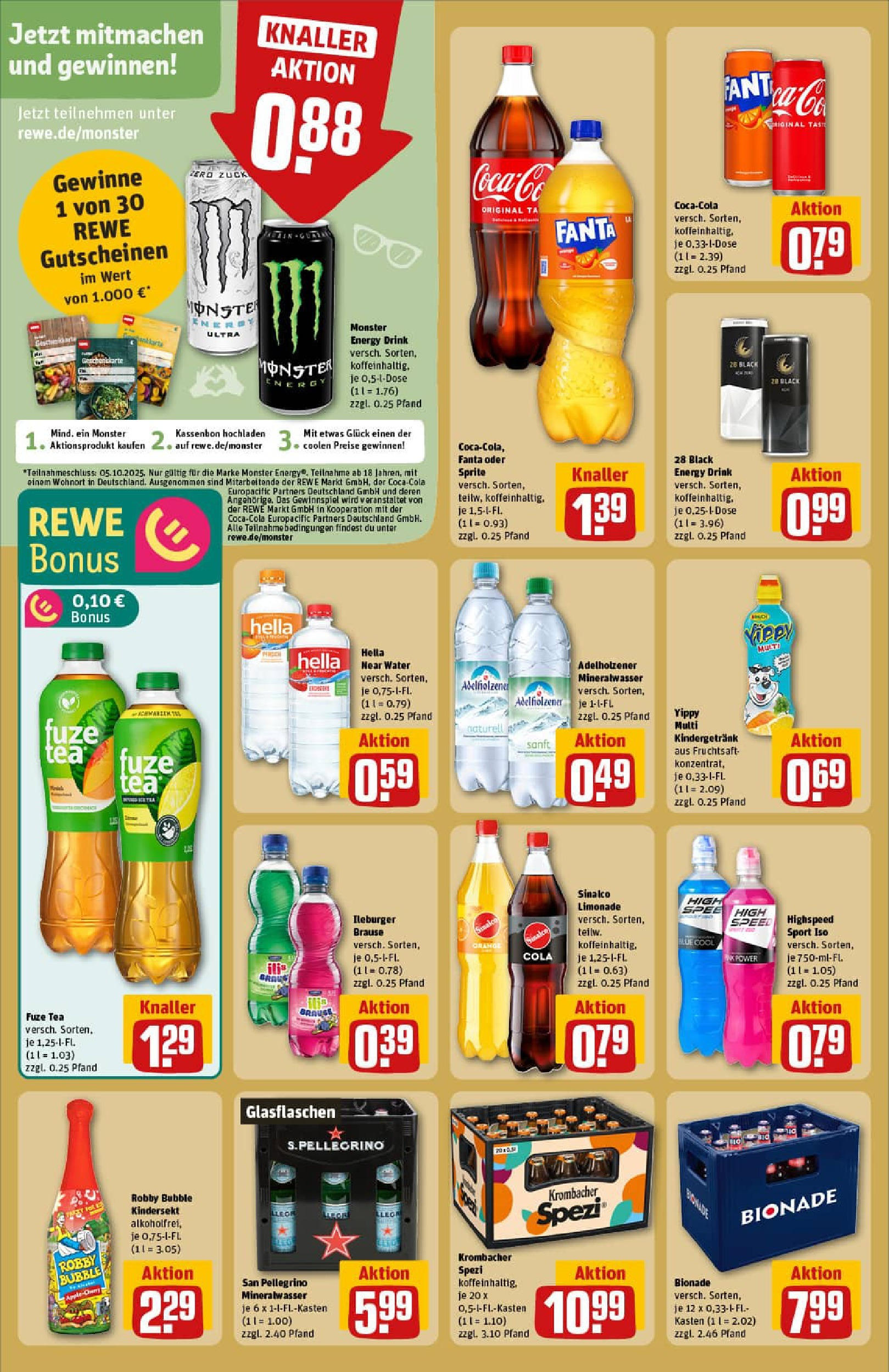 REWE Prospekt ab 21.09.2025 zum Blättern » Angebote | Seite: 26 | Produkte: Sinalco, Limonade, Monster, Hella REWE Prospekt ab 21.09.2025 zum Blättern » Angebote | Seite: 26 | Produkte: Sinalco, Limonade, Monster, Hella