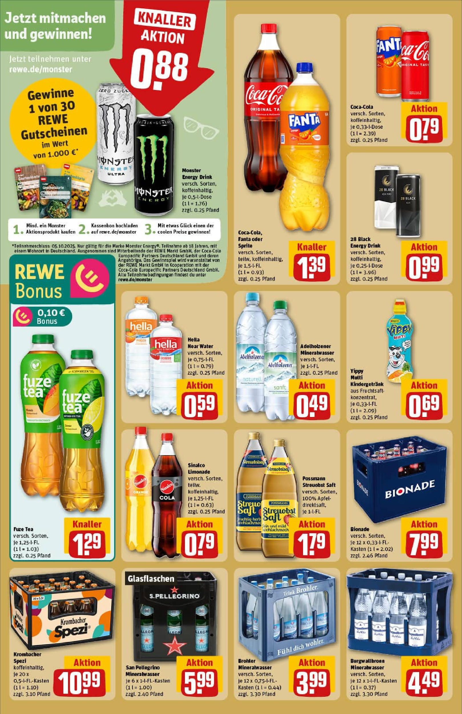 REWE Prospekt ab 21.09.2025 zum Blättern » Angebote | Seite: 24 | Produkte: Fuze tea, Cola, Krombacher, Saft
