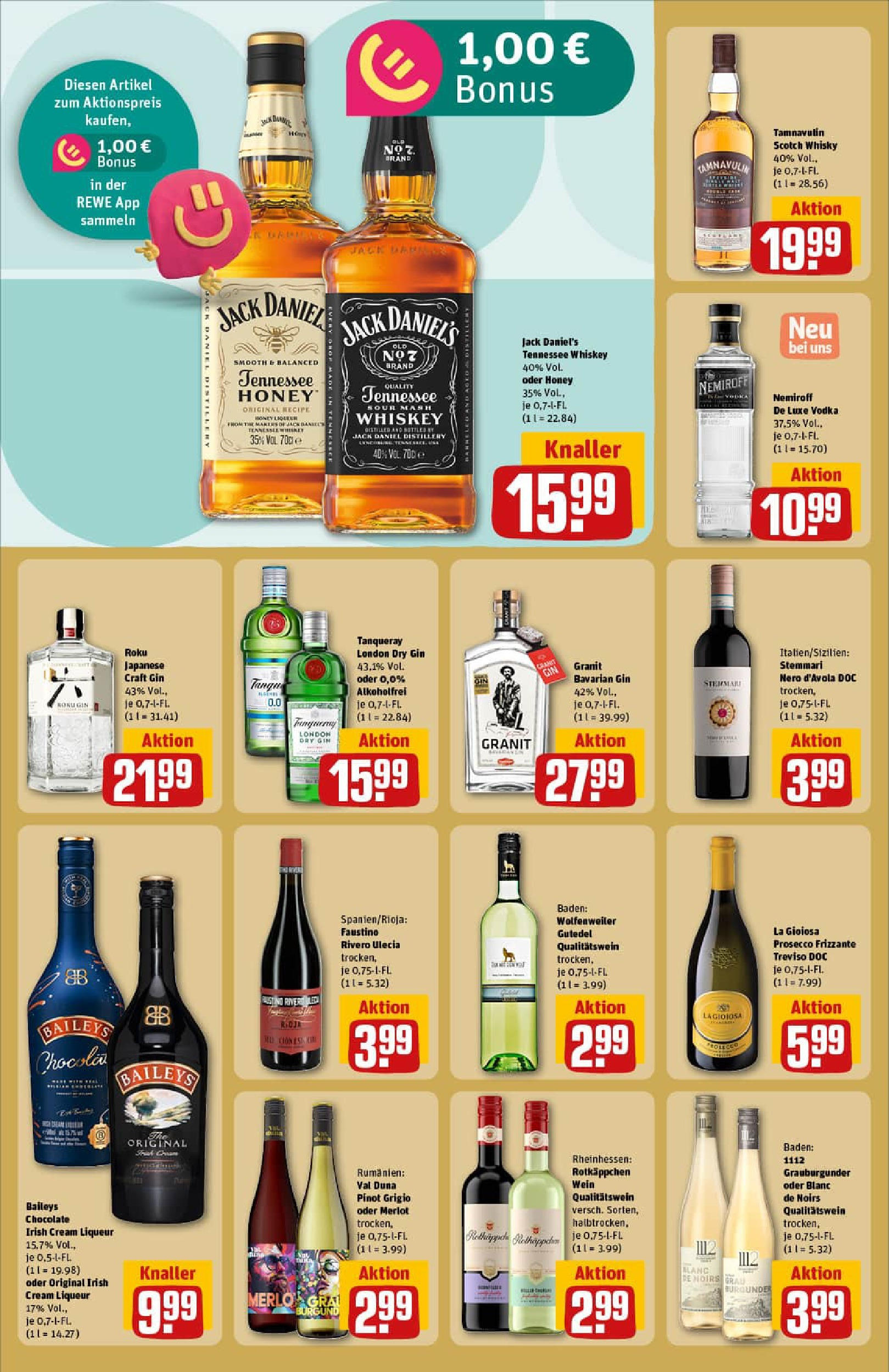 REWE Prospekt ab 21.09.2025 zum Blättern » Angebote | Seite: 26 | Produkte: Prosecco, Baileys, Wein, Gin