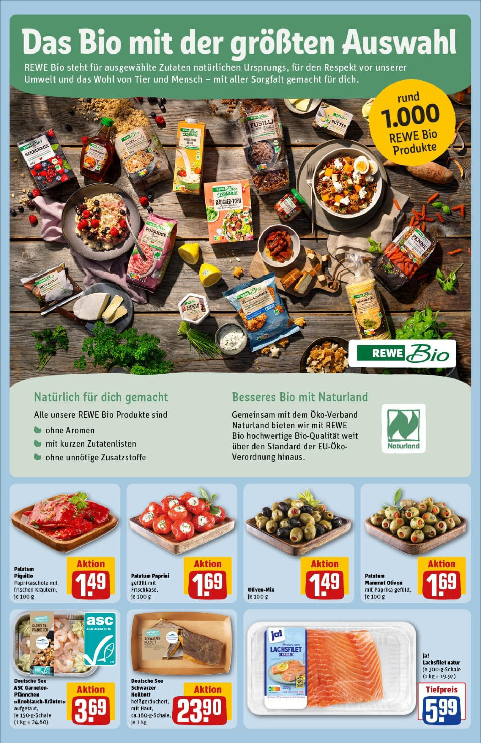 REWE Prospekt ab 21.09.2025 zum Blättern » Angebote | Seite: 16 | Produkte: Liege, Mozzarella, Garnelen, Paprika
