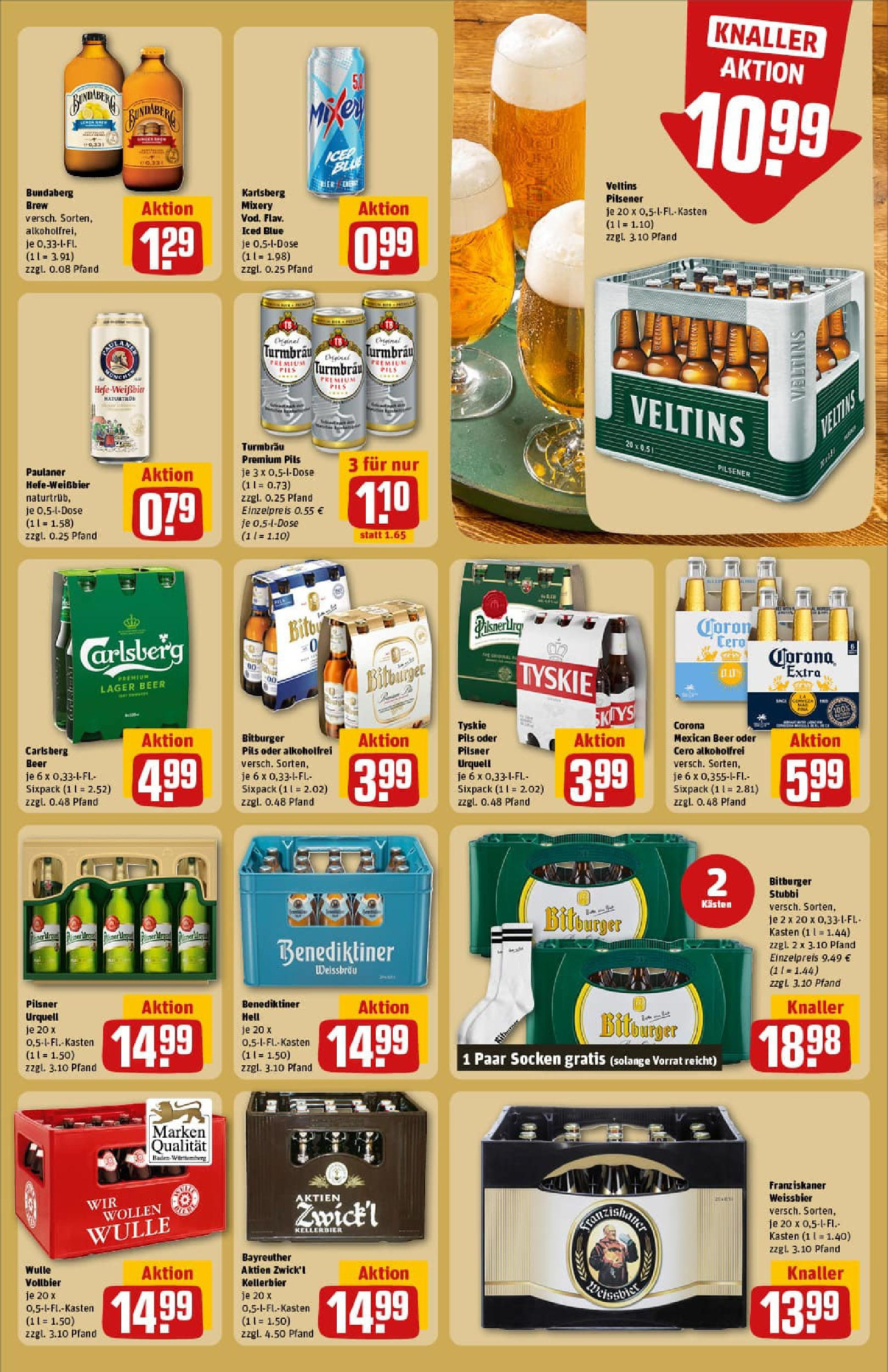 REWE Prospekt ab 21.09.2025 zum Blättern » Angebote | Seite: 21 | Produkte: Bitburger, Pilsner urquell, Socken, Paulaner