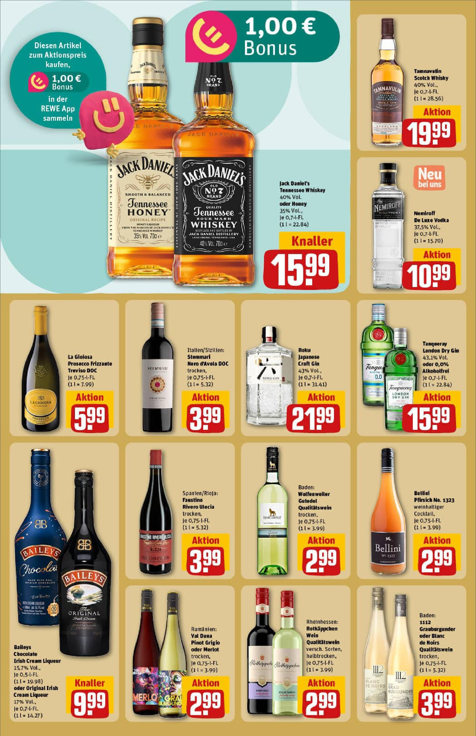 REWE Prospekt ab 21.09.2025 zum Blättern » Angebote | Seite: 32 | Produkte: Whisky, Jack Daniel's, Baileys, Wein REWE Prospekt ab 21.09.2025 zum Blättern » Angebote | Seite: 32 | Produkte: Whisky, Jack Daniel's, Baileys, Wein