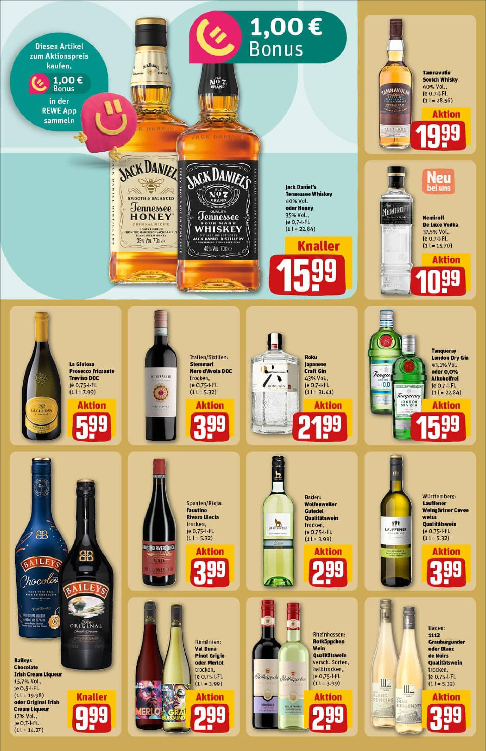 REWE Prospekt ab 21.09.2025 zum Blättern » Angebote | Seite: 22 | Produkte: Merlot, Jack Daniel's, Prosecco, Rotkäppchen