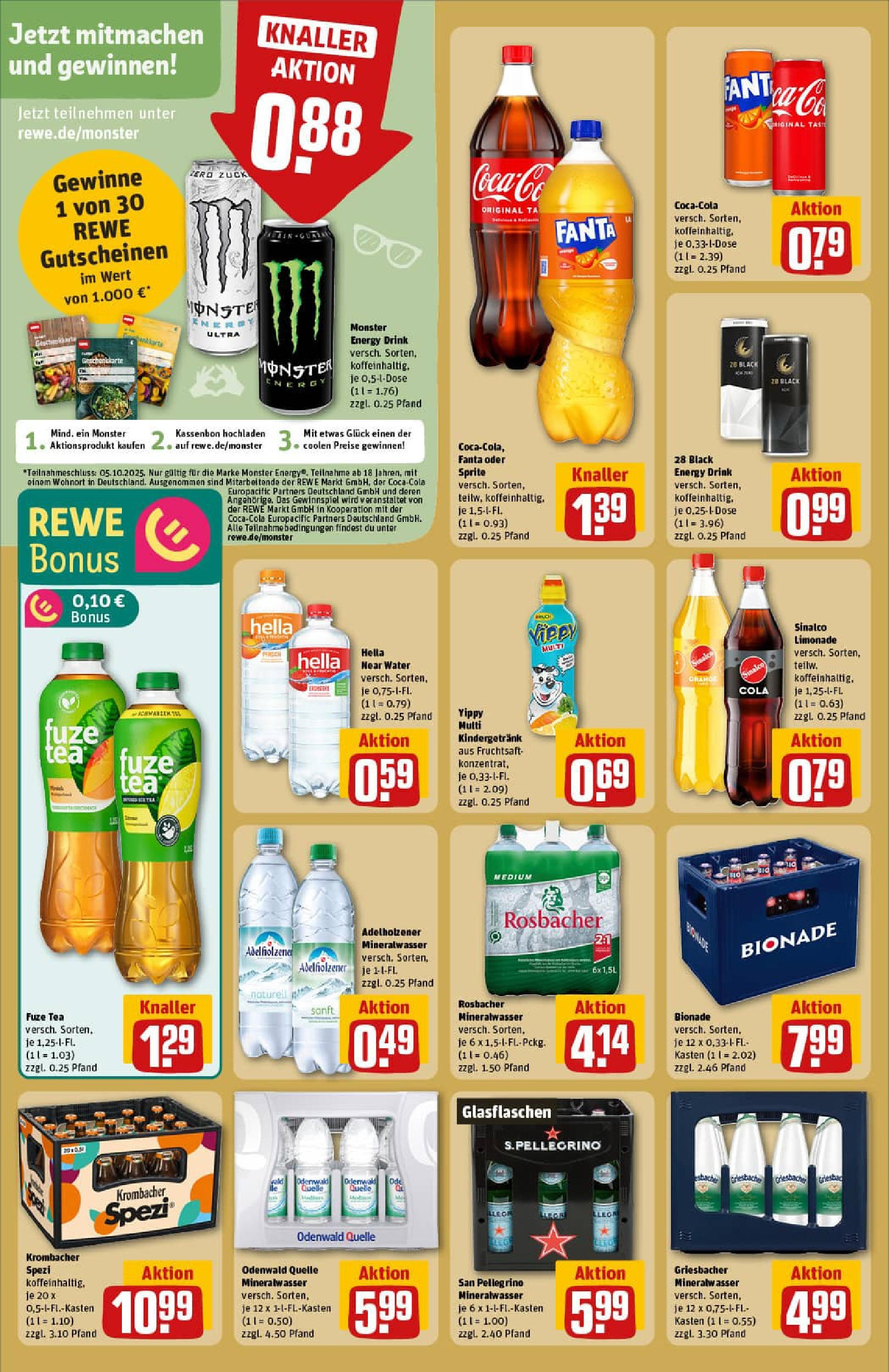 REWE Prospekt ab 21.09.2025 zum Blättern » Angebote | Seite: 20 | Produkte: Sprite, Energy, Bionade, Mineralwasser