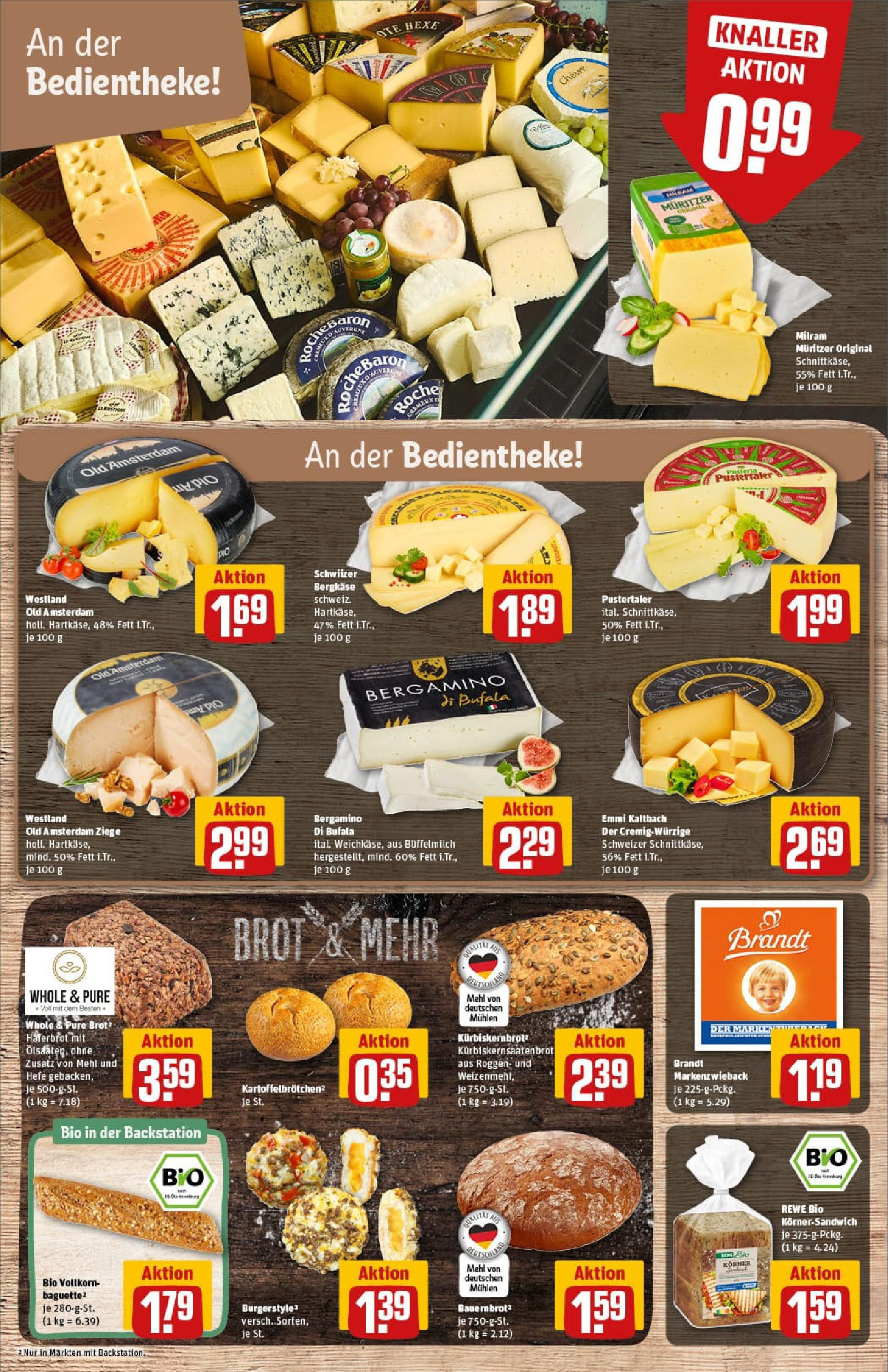REWE Prospekt ab 21.09.2025 zum Blättern » Angebote | Seite: 15 | Produkte: Mehl, Baguette, Milram, Brot
