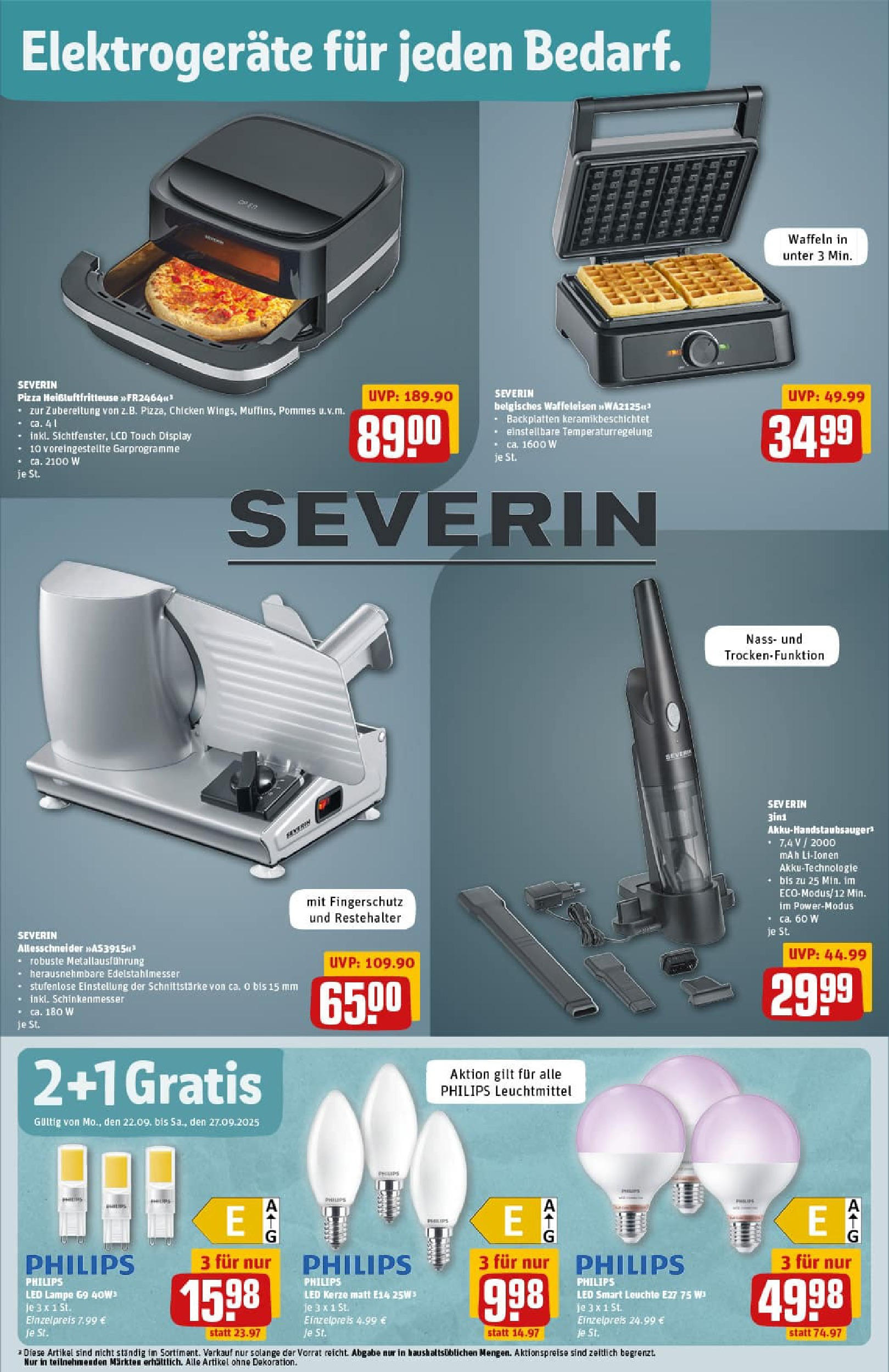 REWE Prospekt ab 21.09.2025 zum Blättern » Angebote | Seite: 40 | Produkte: Philips, Waffeln, Pizza, Heißluftfritteuse
