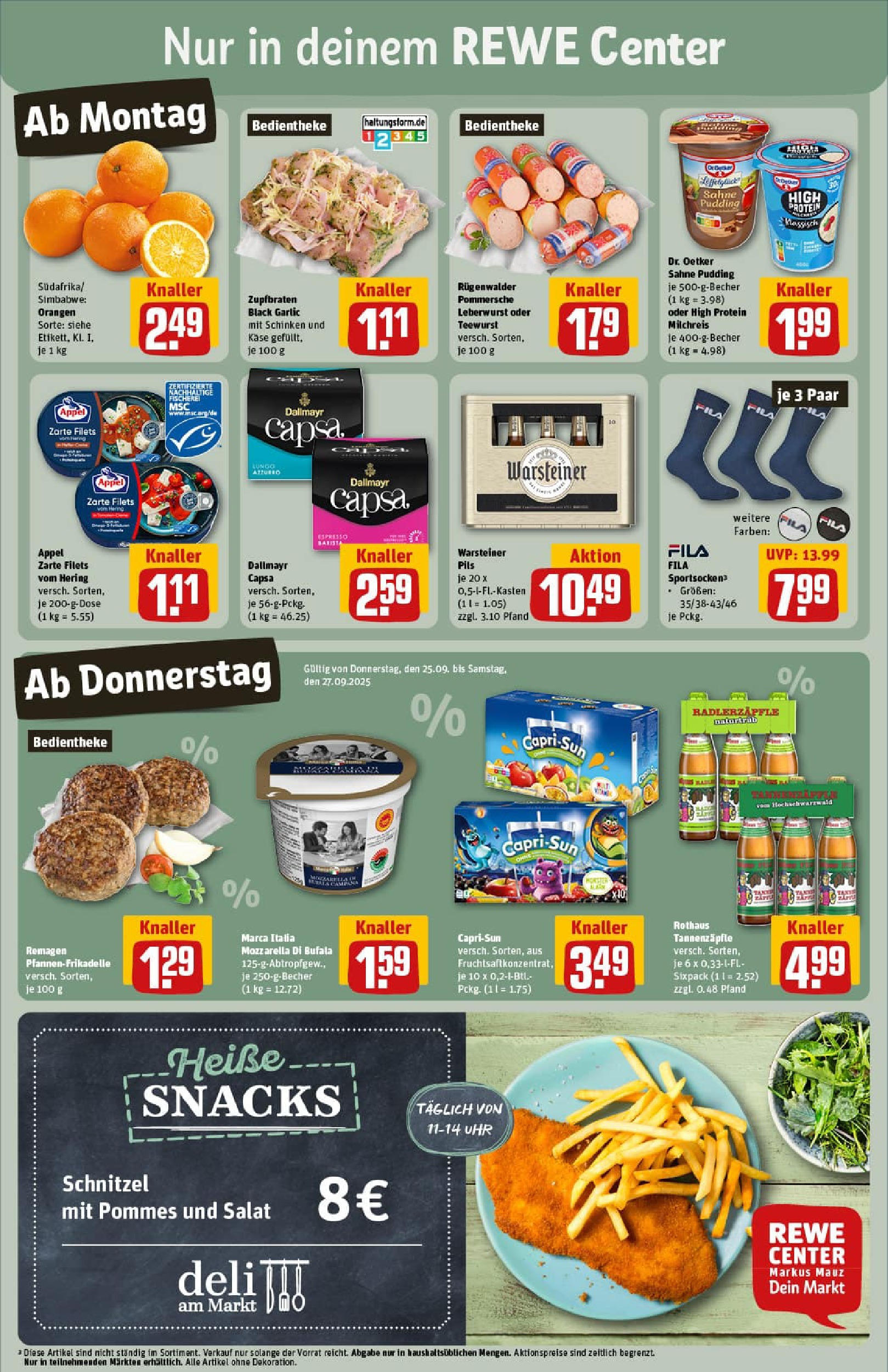 REWE Prospekt ab 21.09.2025 zum Blättern » Angebote | Seite: 3 | Produkte: Pils, Dallmayr capsa, Salat, Uhr