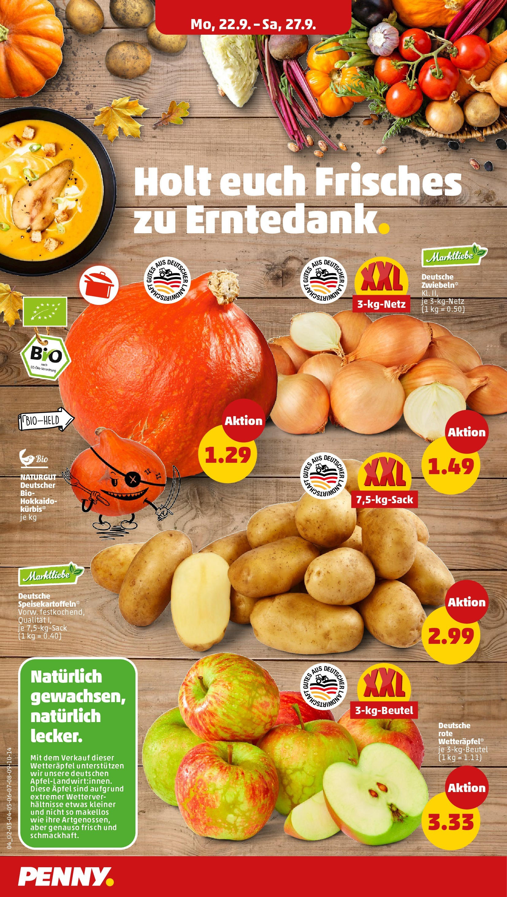 Penny Prospekt ab 21.09.2025 » Angebote Online | Seite: 4 | Produkte: Äpfel, Zwiebeln, Kürbis Penny Prospekt ab 21.09.2025 » Angebote Online | Seite: 4 | Produkte: Äpfel, Zwiebeln, Kürbis