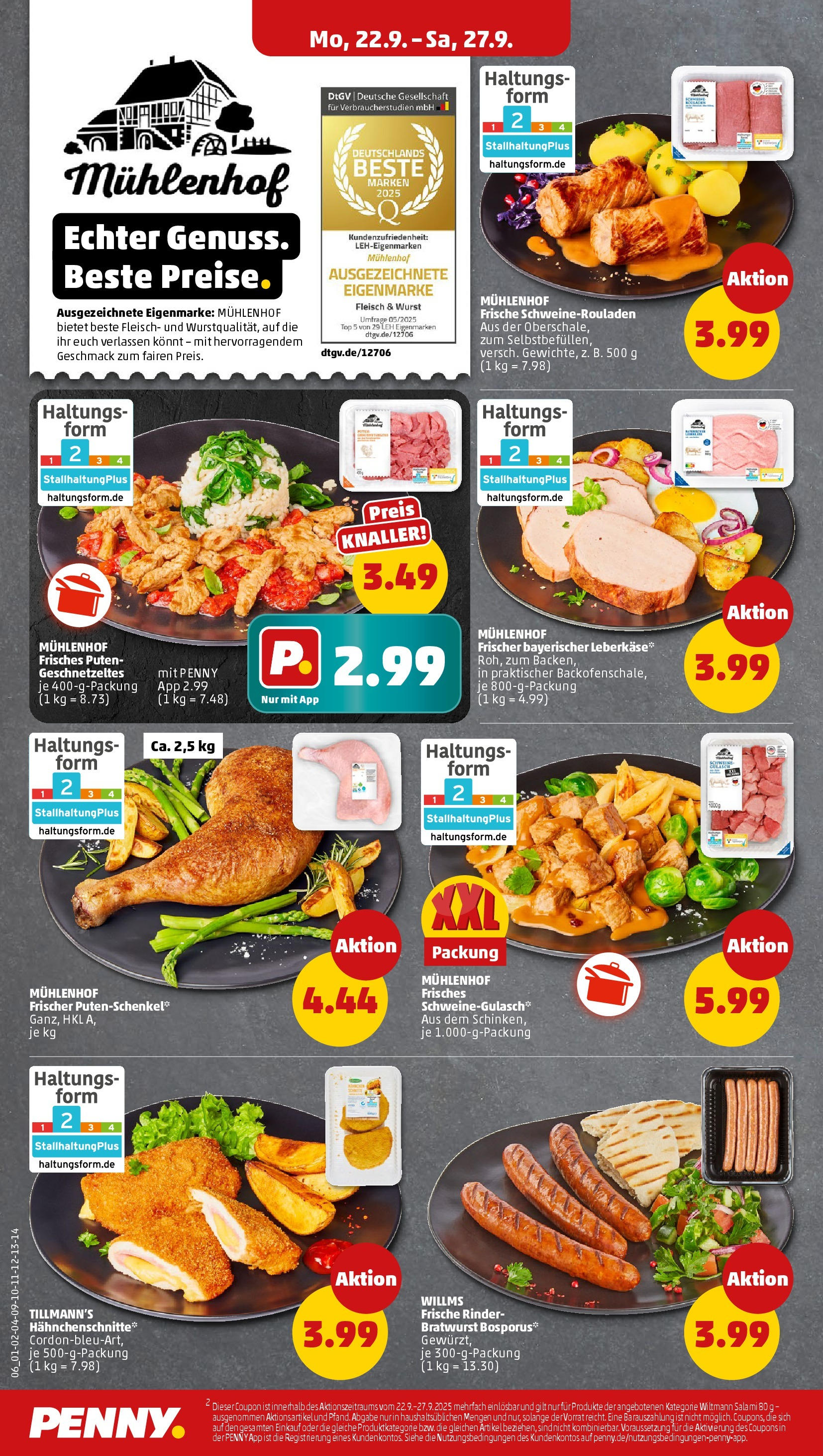 Penny Prospekt ab 21.09.2025 » Angebote Online | Seite: 6 | Produkte: Bratwurst, Gulasch, Salami, Leberkase Penny Prospekt ab 21.09.2025 » Angebote Online | Seite: 6 | Produkte: Bratwurst, Gulasch, Salami, Leberkase
