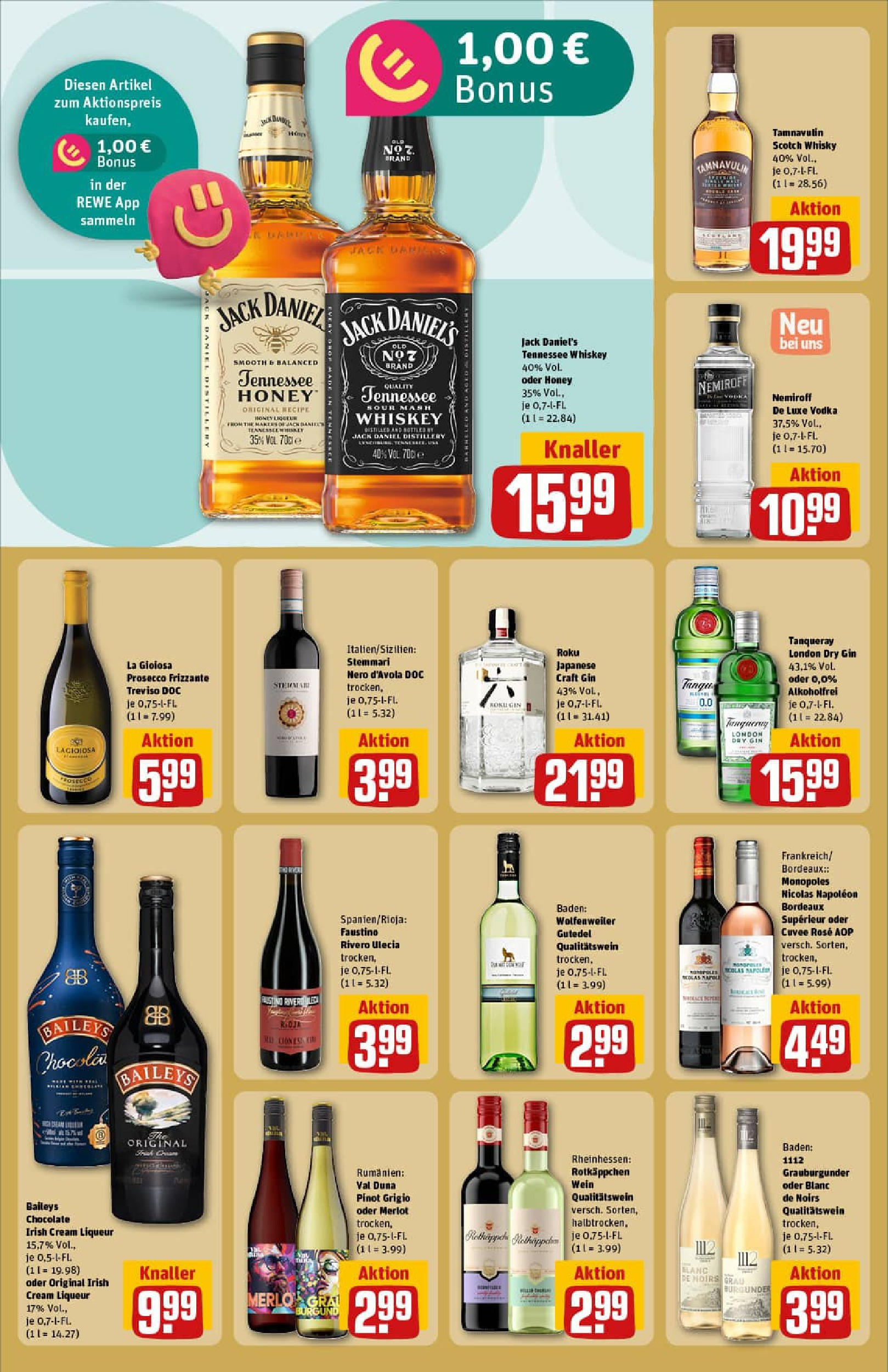 REWE Prospekt ab 21.09.2025 zum Blättern » Angebote | Seite: 22 | Produkte: Baileys, Rotkäppchen, Vodka, Whiskey