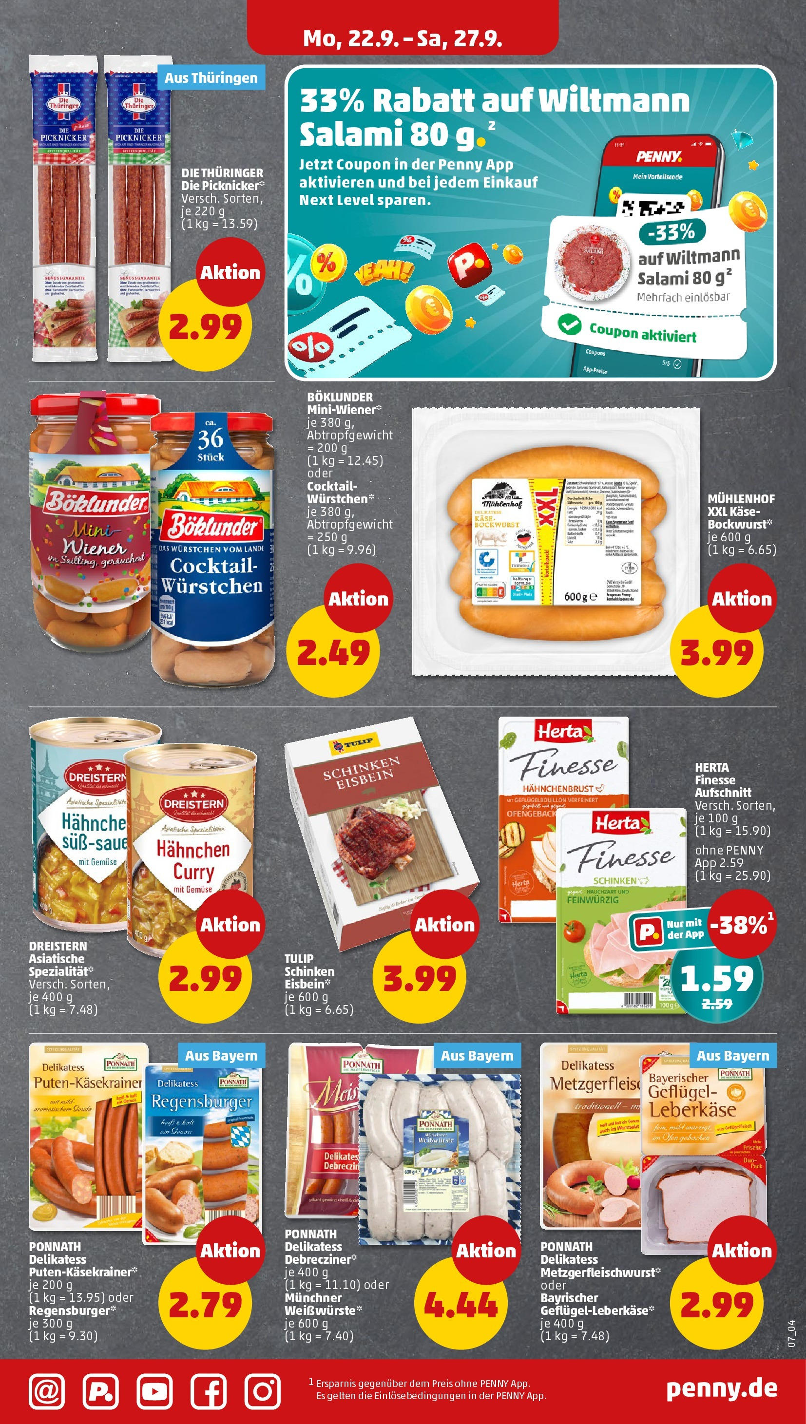 Penny Prospekt ab 21.09.2025 » Angebote Online | Seite: 7 | Produkte: Bockwurst, Ofen, Käse, Salami Penny Prospekt ab 21.09.2025 » Angebote Online | Seite: 7 | Produkte: Bockwurst, Ofen, Käse, Salami
