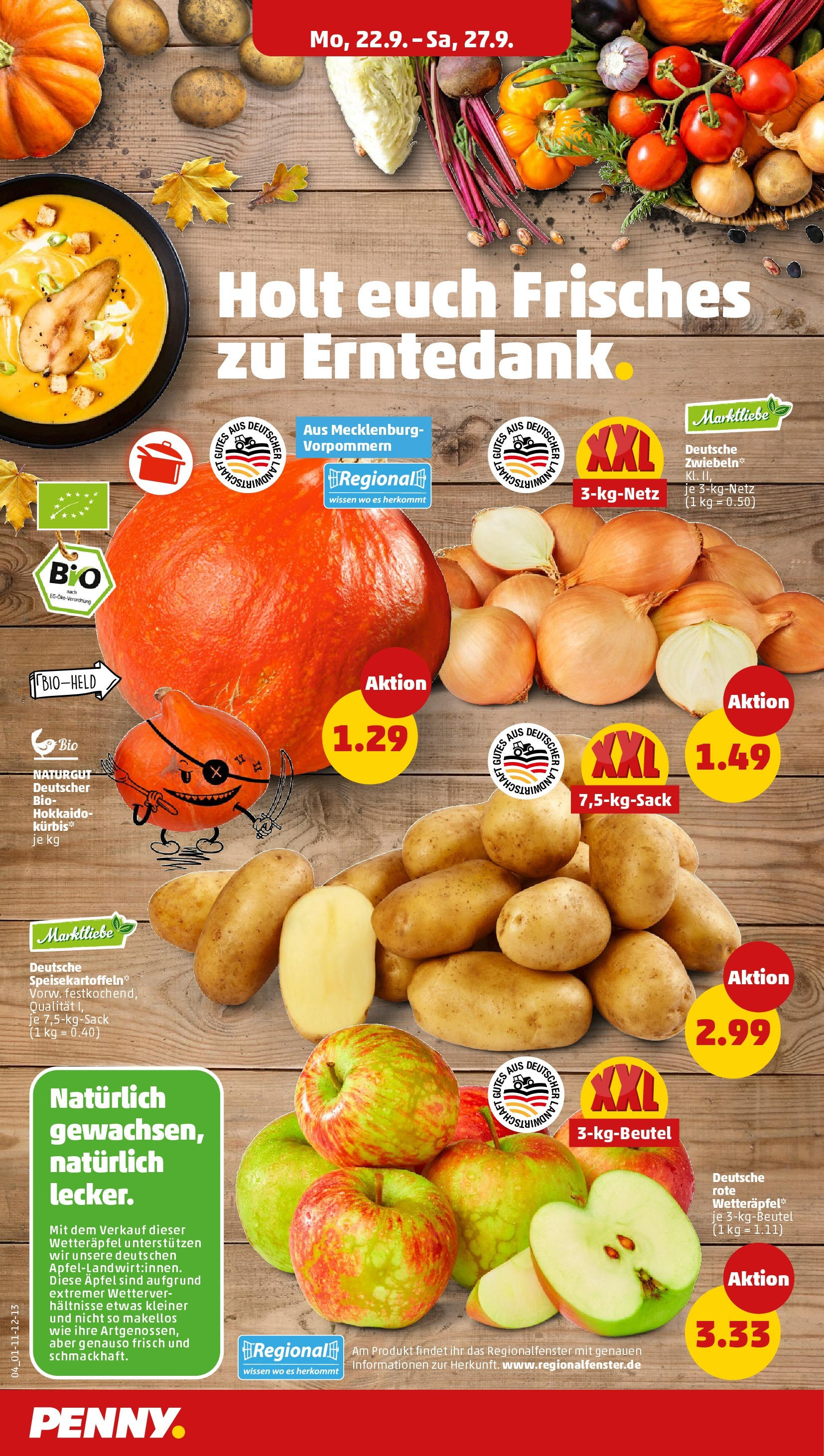 Penny Prospekt ab 21.09.2025 » Angebote Online | Seite: 4 | Produkte: Äpfel, Zwiebeln Penny Prospekt ab 21.09.2025 » Angebote Online | Seite: 4 | Produkte: Äpfel, Zwiebeln